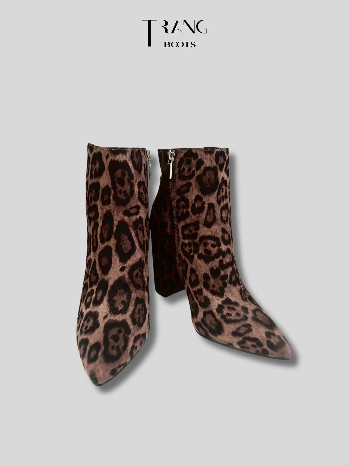 HIGHHEELS BOOTS DA LỘN HỌA TIẾT BÁO NÂU