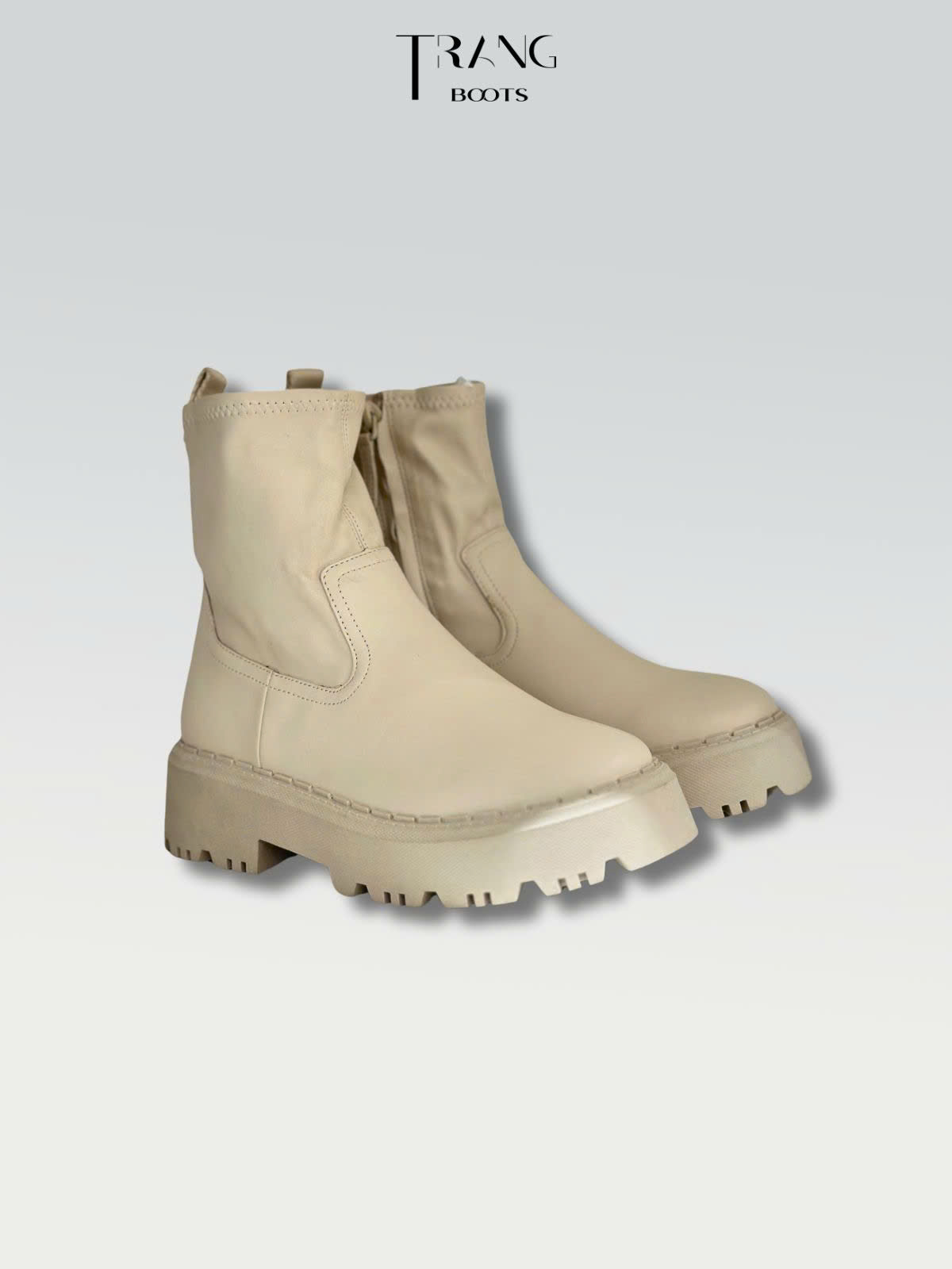 BOOTS TRẺ EM DA MỜ MÀU KEM