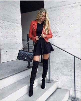OVER KNEE BOOTS DA LỘN MÀU ĐEN
