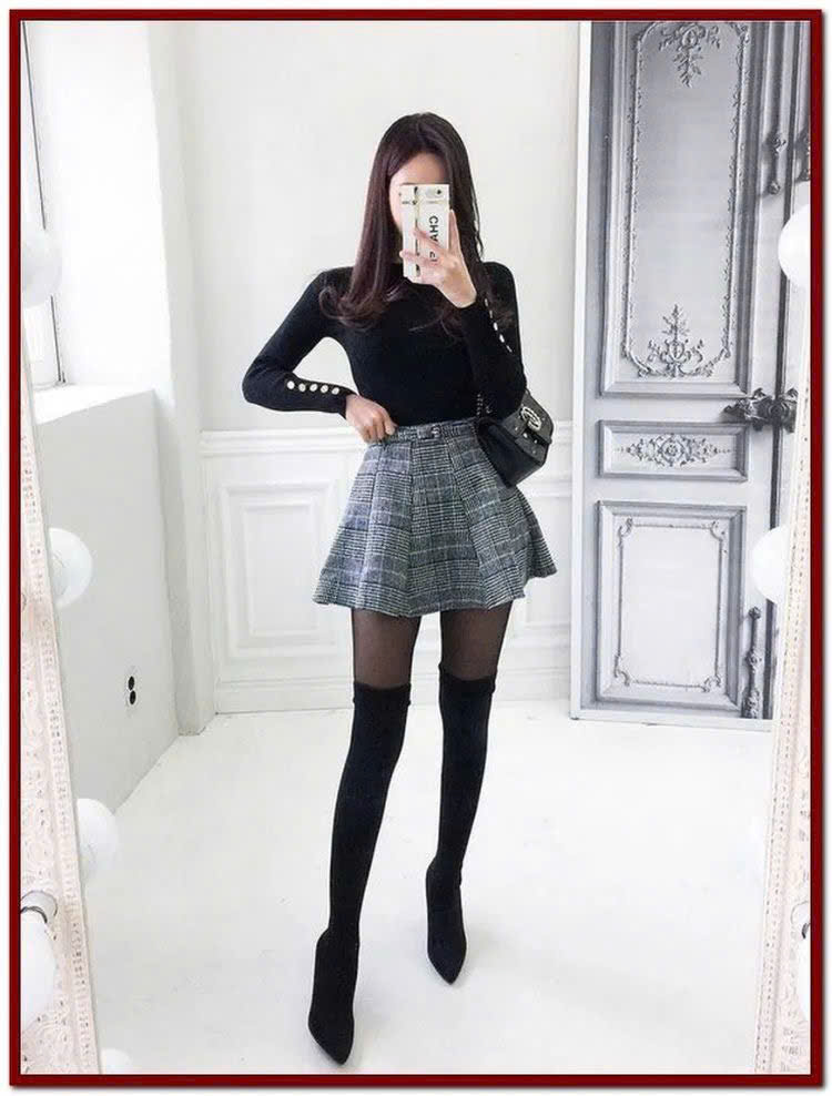 OVER KNEE BOOTS DA LỘN MÀU ĐEN