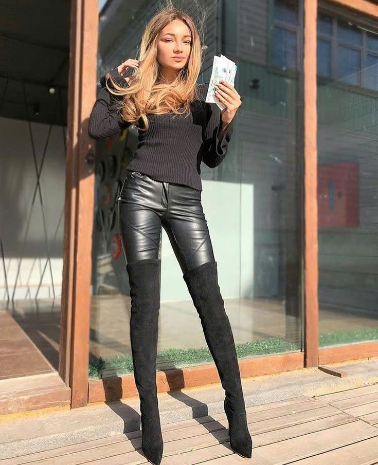 OVER KNEE BOOTS DA LỘN MÀU ĐEN