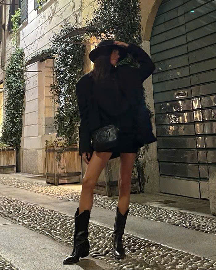 LEATHER COWBOY BOOTS BLACK