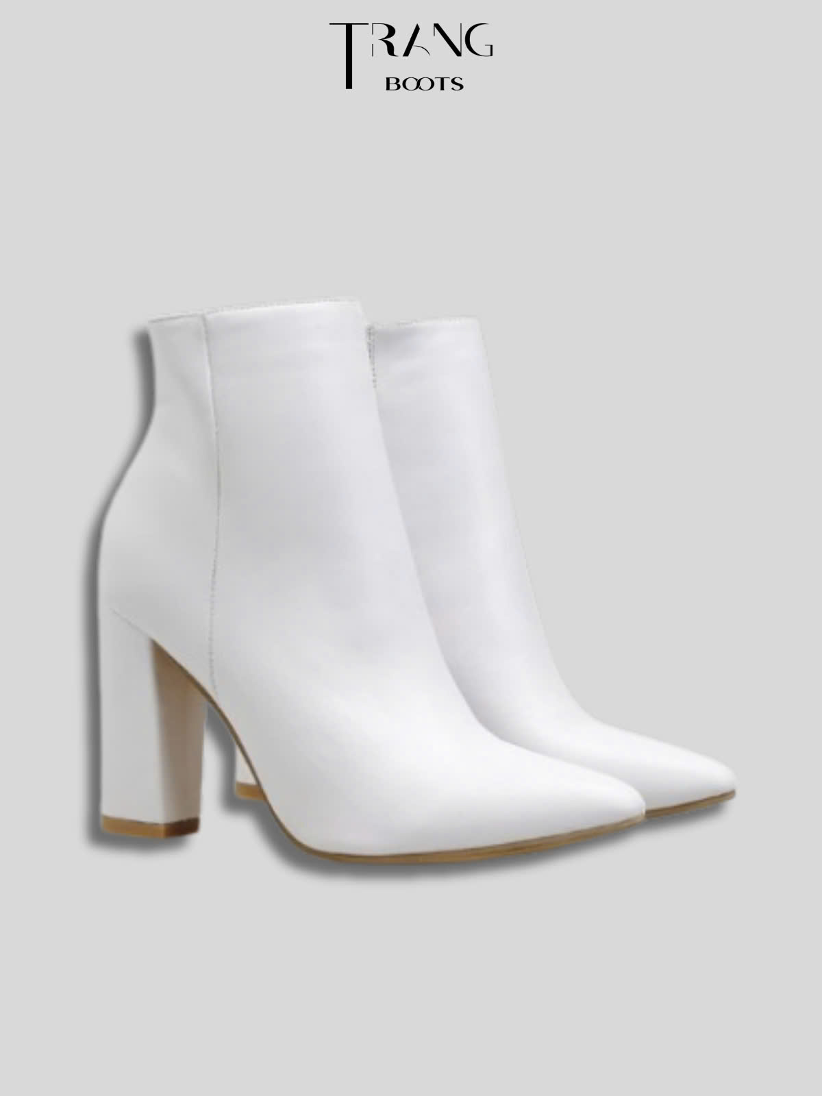 ANKLE BOOTS WHITE - BOOTS CỔ NGẮN GÓT TRỤ MÀU TRẮNG