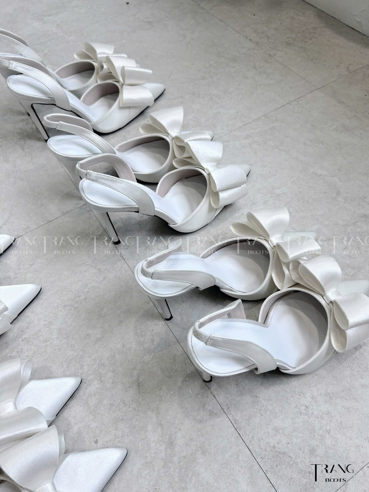 GIÀY CAO GÓT MŨI NHỌN PHỐI NƠ TRẮNG SANG TRỌNG GÓT 10CM LISA PHIÊN BẢN 3.0