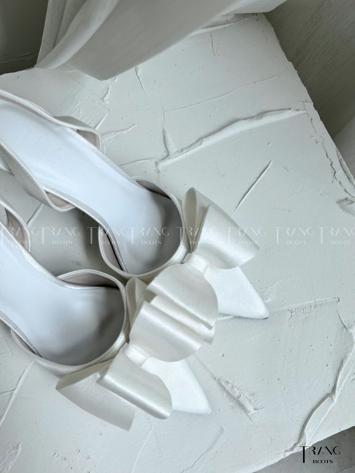 GIÀY CAO GÓT MŨI NHỌN PHỐI NƠ TRẮNG SANG TRỌNG GÓT 10CM LISA PHIÊN BẢN 3.0