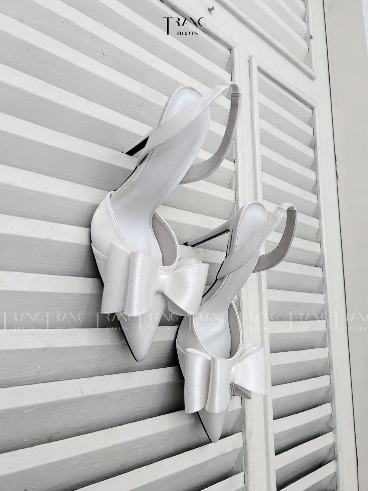 GIÀY CAO GÓT MŨI NHỌN PHỐI NƠ TRẮNG SANG TRỌNG GÓT 10CM LISA PHIÊN BẢN 3.0