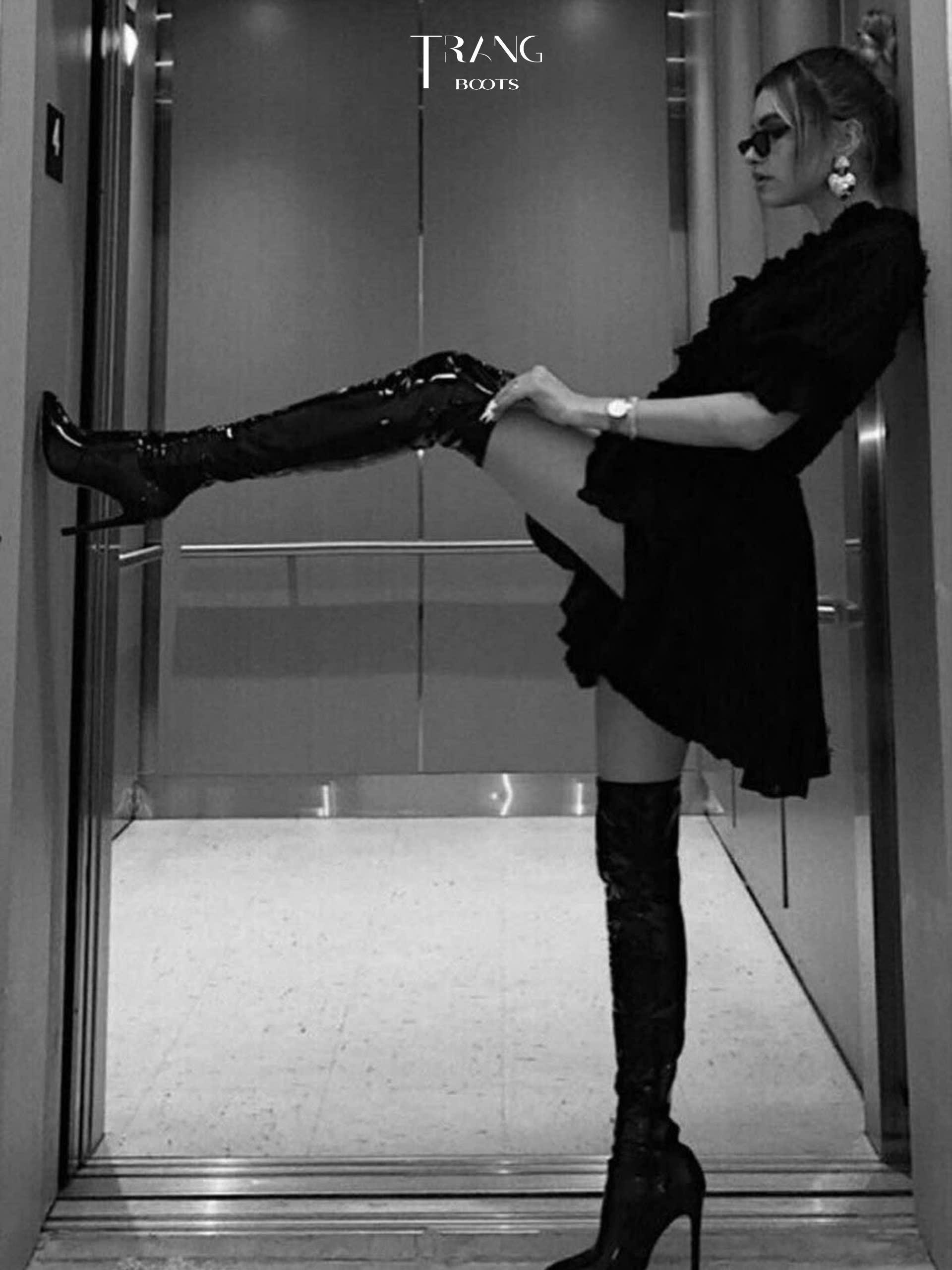 OVER KNEE BOOTS GÓT NHỌN FORM ÔM DA BÓNG