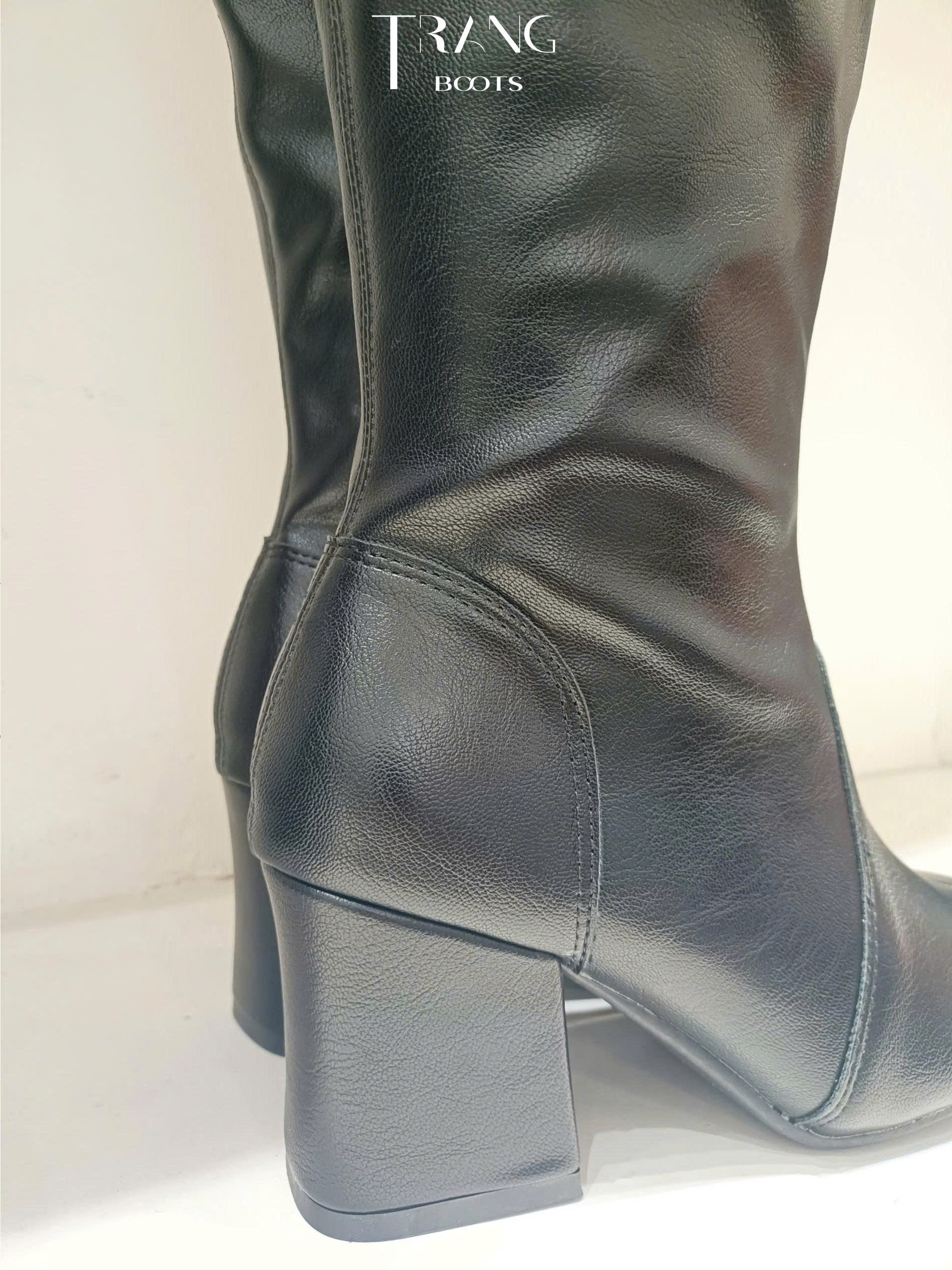 KNEE BOOTS MŨI VUÔNG CỔ KHÓA ĐAI