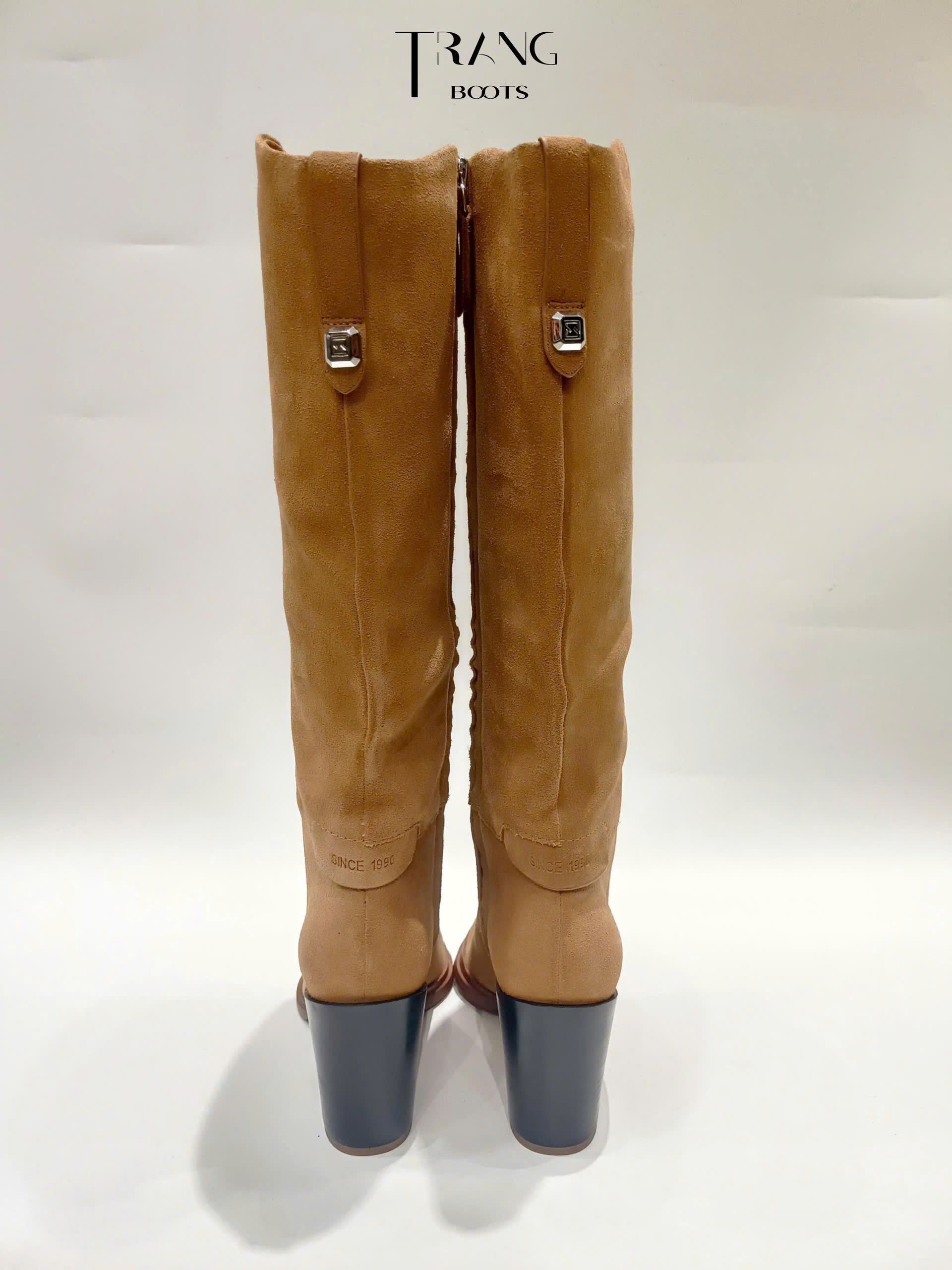 FRANCO SARTO JASME TALL BOOTS - CAMEL - KNEE BOOTS CỔ V DA LỘN DA THẬT