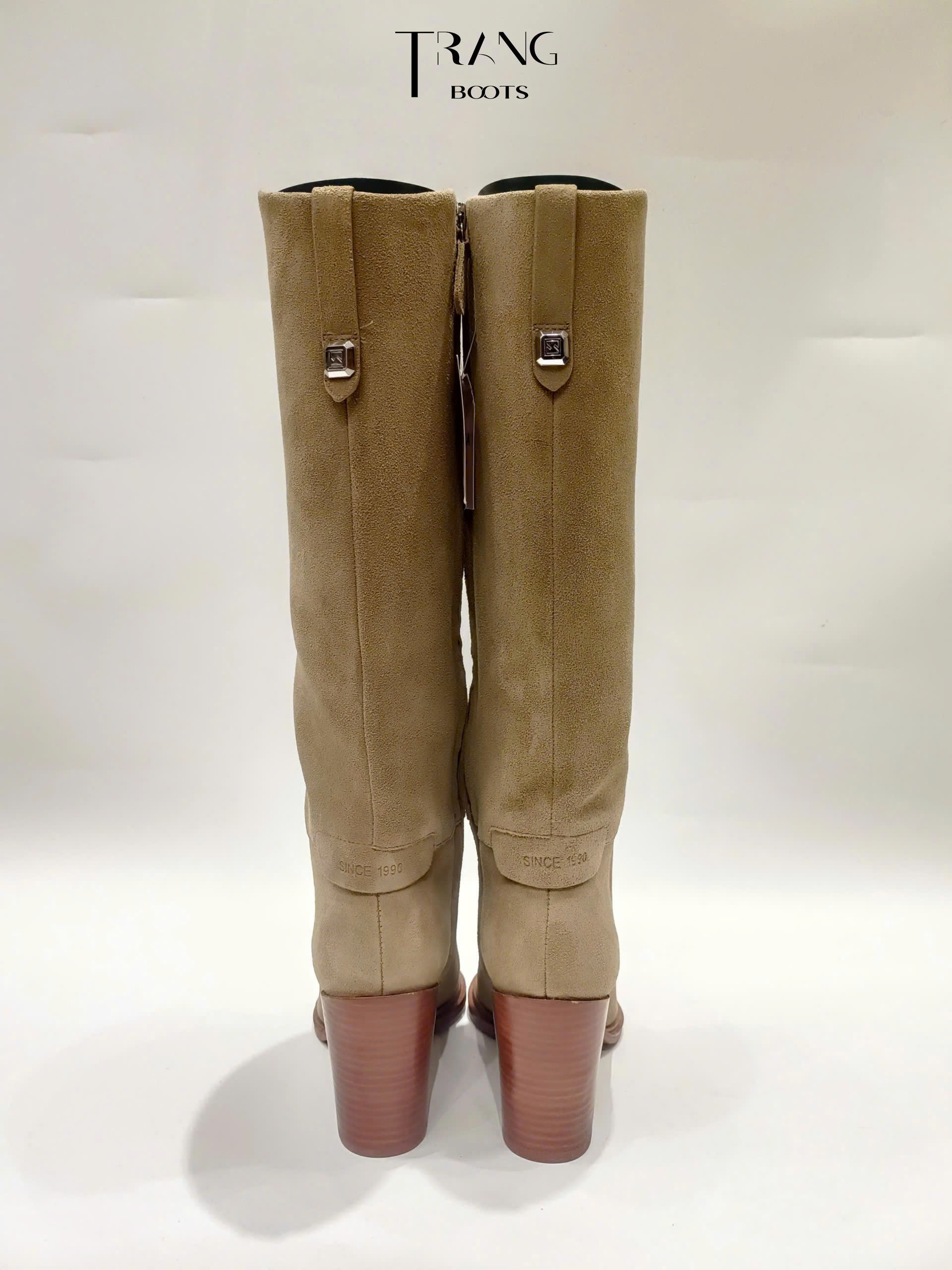 FRANCO SARTO JASME TALL BOOTS - TAUPE - KNEE BOOTS CỔ V DA LỘN DA THẬT