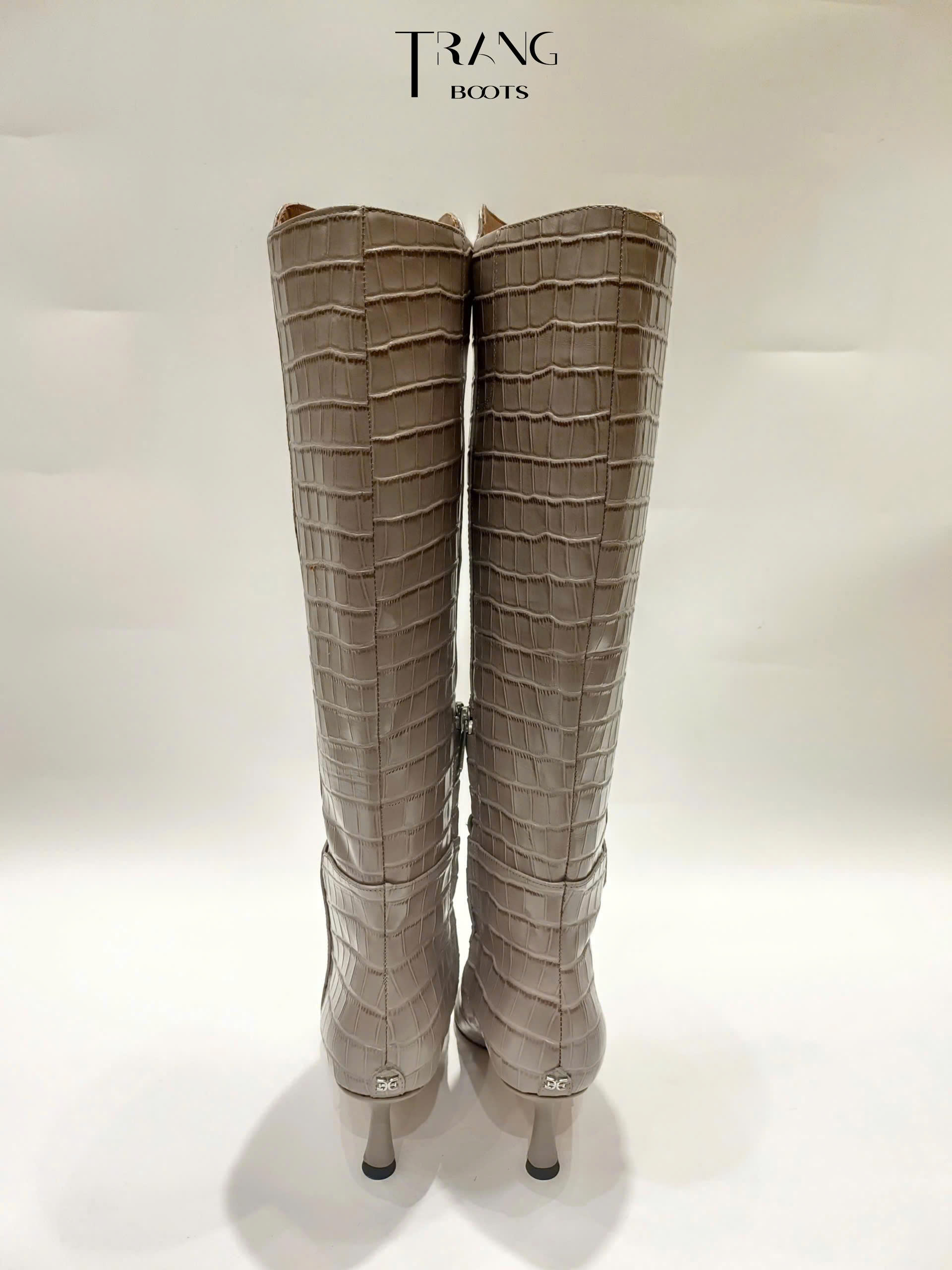 SAM EDELMAN TAYLIN LEATHER KNEE HIGH BOOTS - GREIGE- BOOTS CỔ CAO DA THẬT GÓT NHỌN 6CM