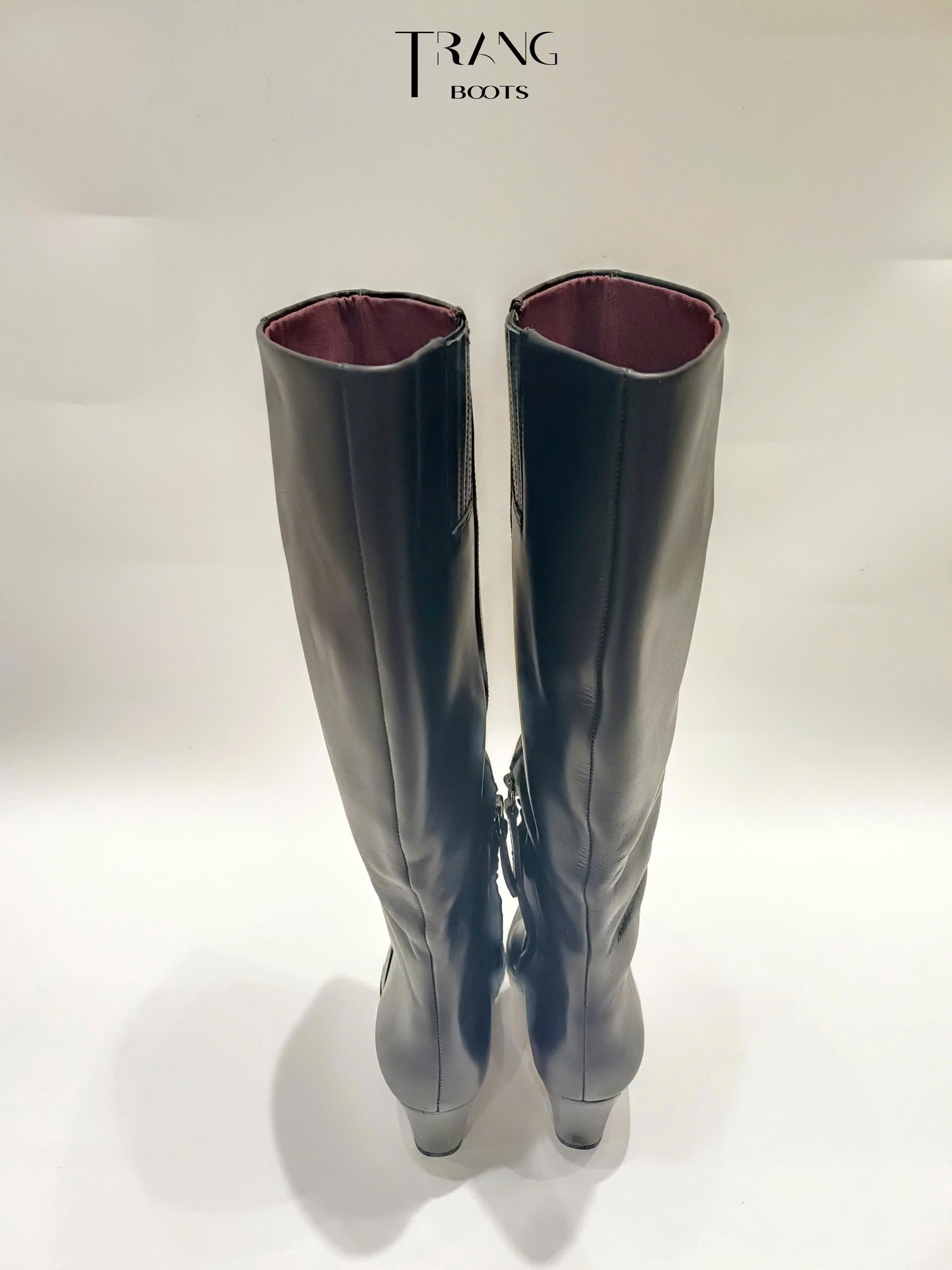 FRANCO SARTO JAYCEN KNEE HIGH BOOTS - BLACK - BOOTS GỐI MŨI NHỌN DA THẬT