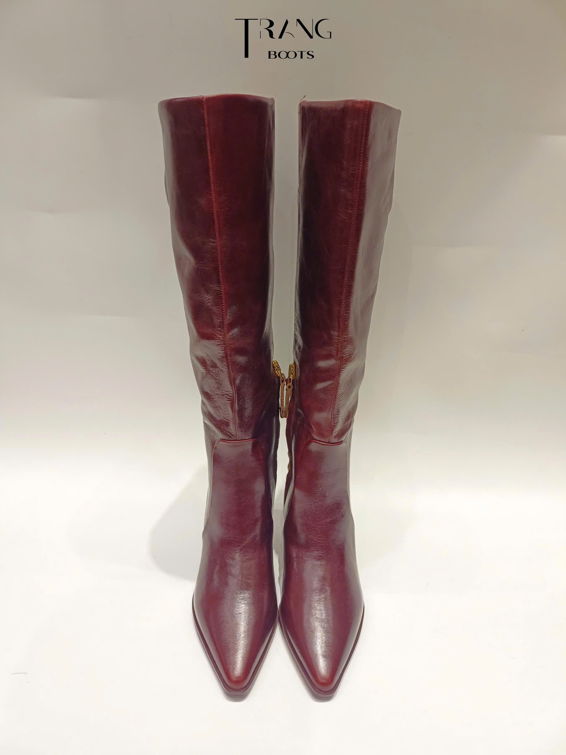FRANCO SARTO JAYCEN KNEE HIGH BOOTS - BURGUNDY - BOOTS GỐI MŨI NHỌN DA THẬT