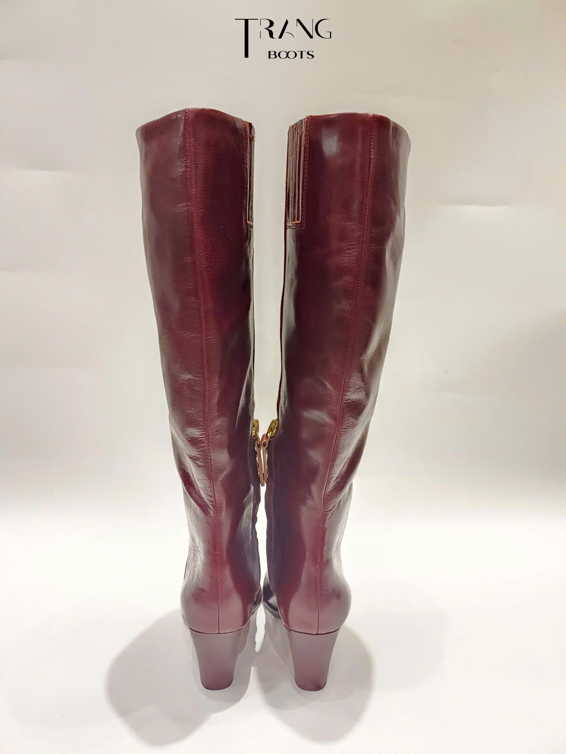 FRANCO SARTO JAYCEN KNEE HIGH BOOTS - BURGUNDY - BOOTS GỐI MŨI NHỌN DA THẬT