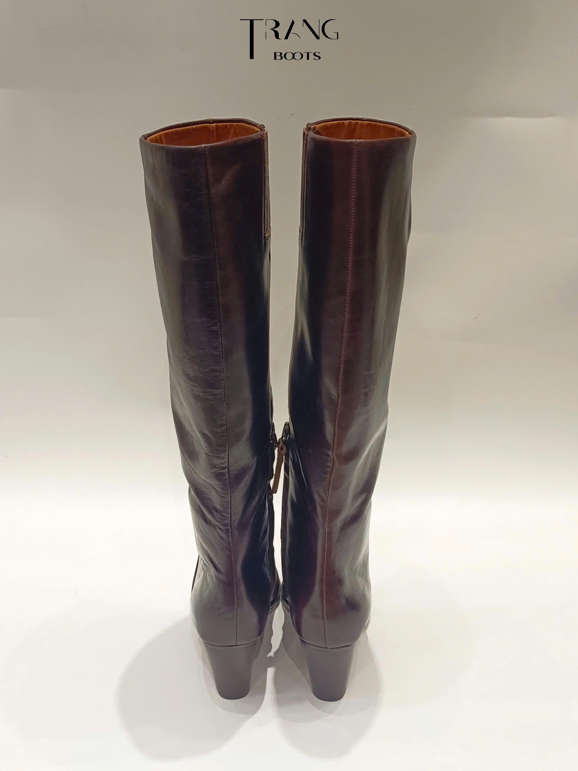 FRANCO SARTO JAYCEN KNEE HIGH BOOTS - DARK BROWN - BOOTS GỐI MŨI NHỌN DA THẬT