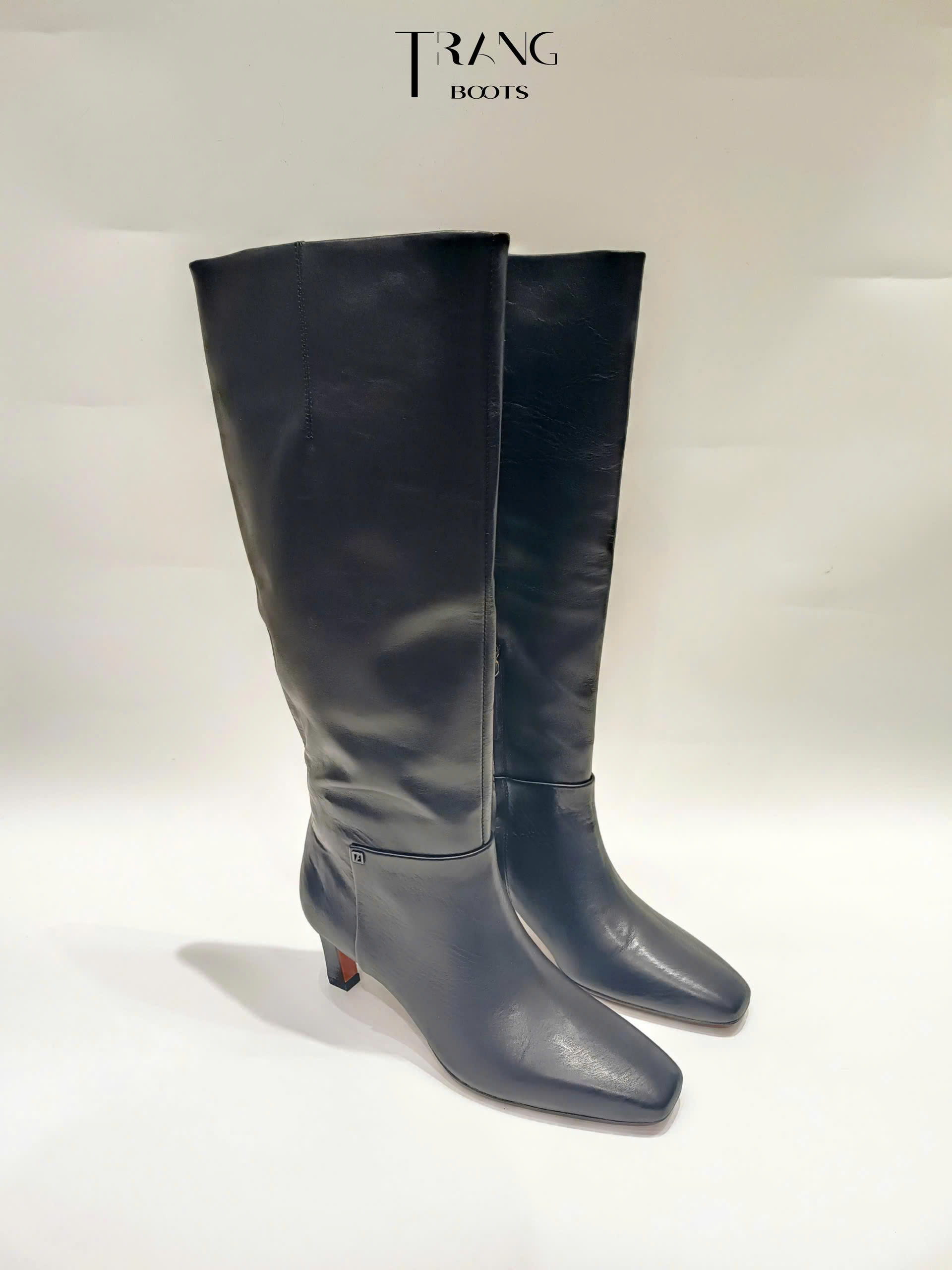 FRANCO SARCO TIMMY KNEE HIGH BOOTS - BLACK - BOOTS GỐI DA THẬT MŨI THON 6CM