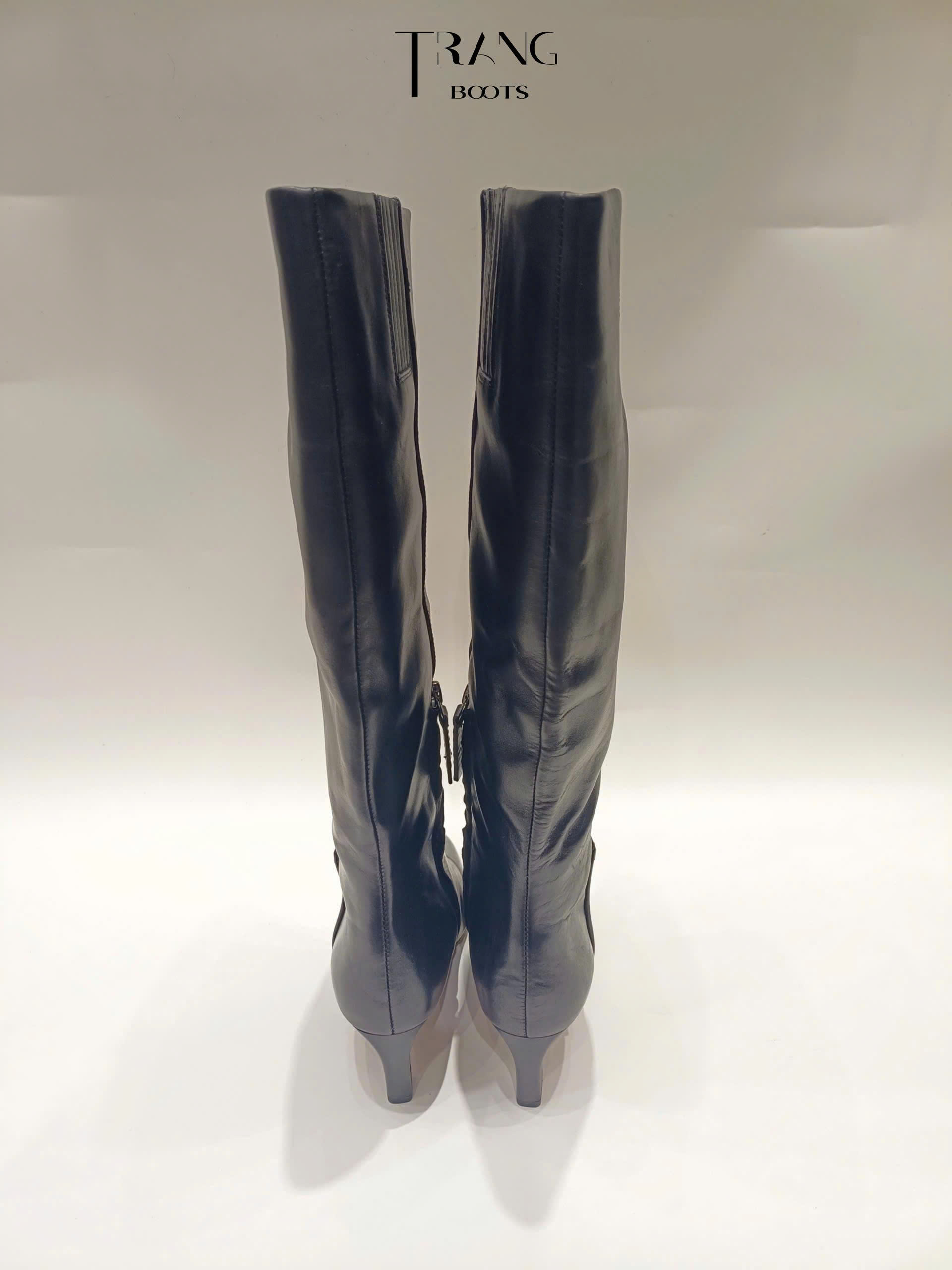 FRANCO SARCO TIMMY KNEE HIGH BOOTS - BLACK - BOOTS GỐI DA THẬT MŨI THON 6CM