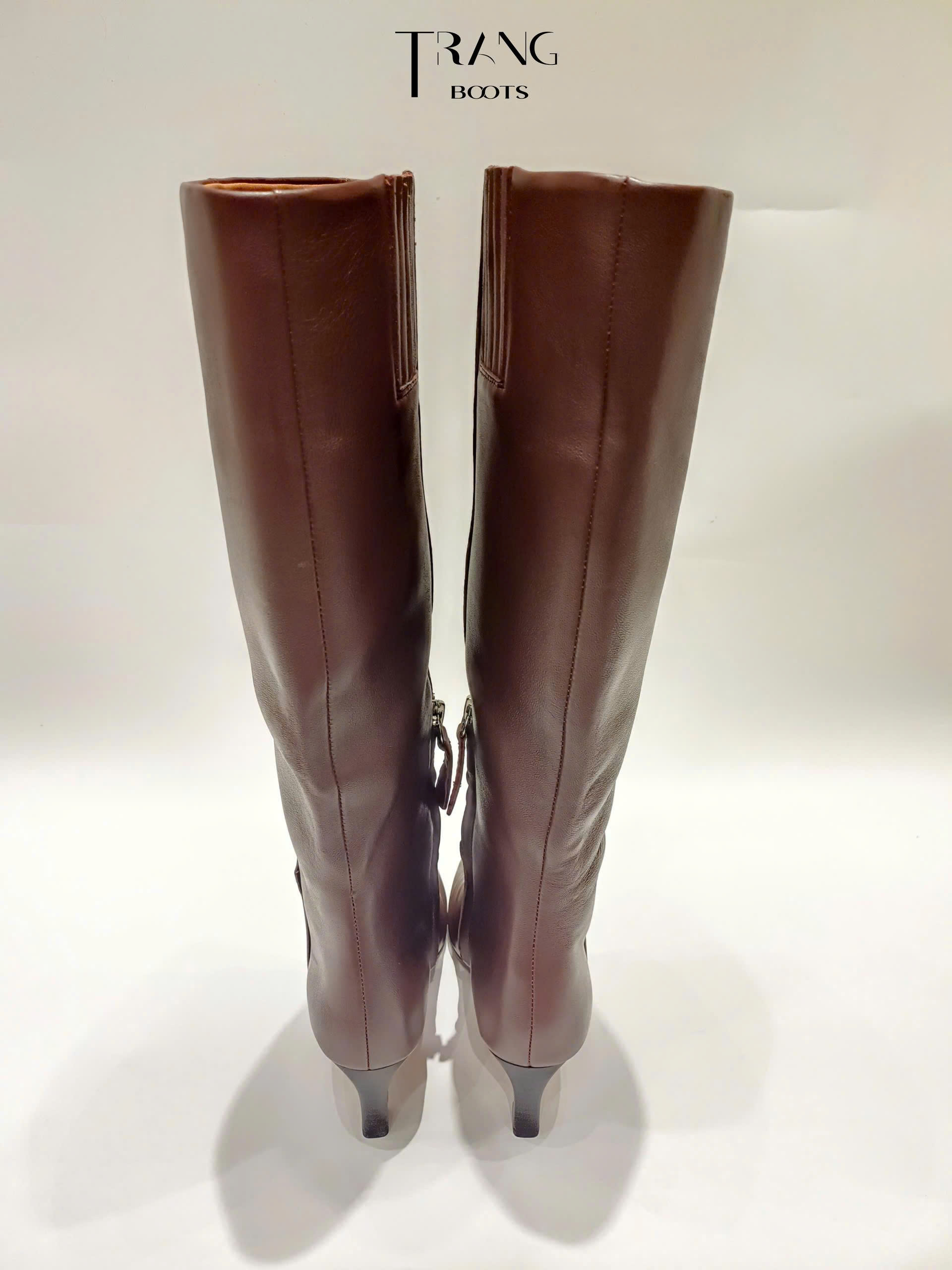 FRANCO SARCO TIMMY KNEE HIGH BOOTS - BROWN - BOOTS GỐI DA THẬT MŨI THON 6CM