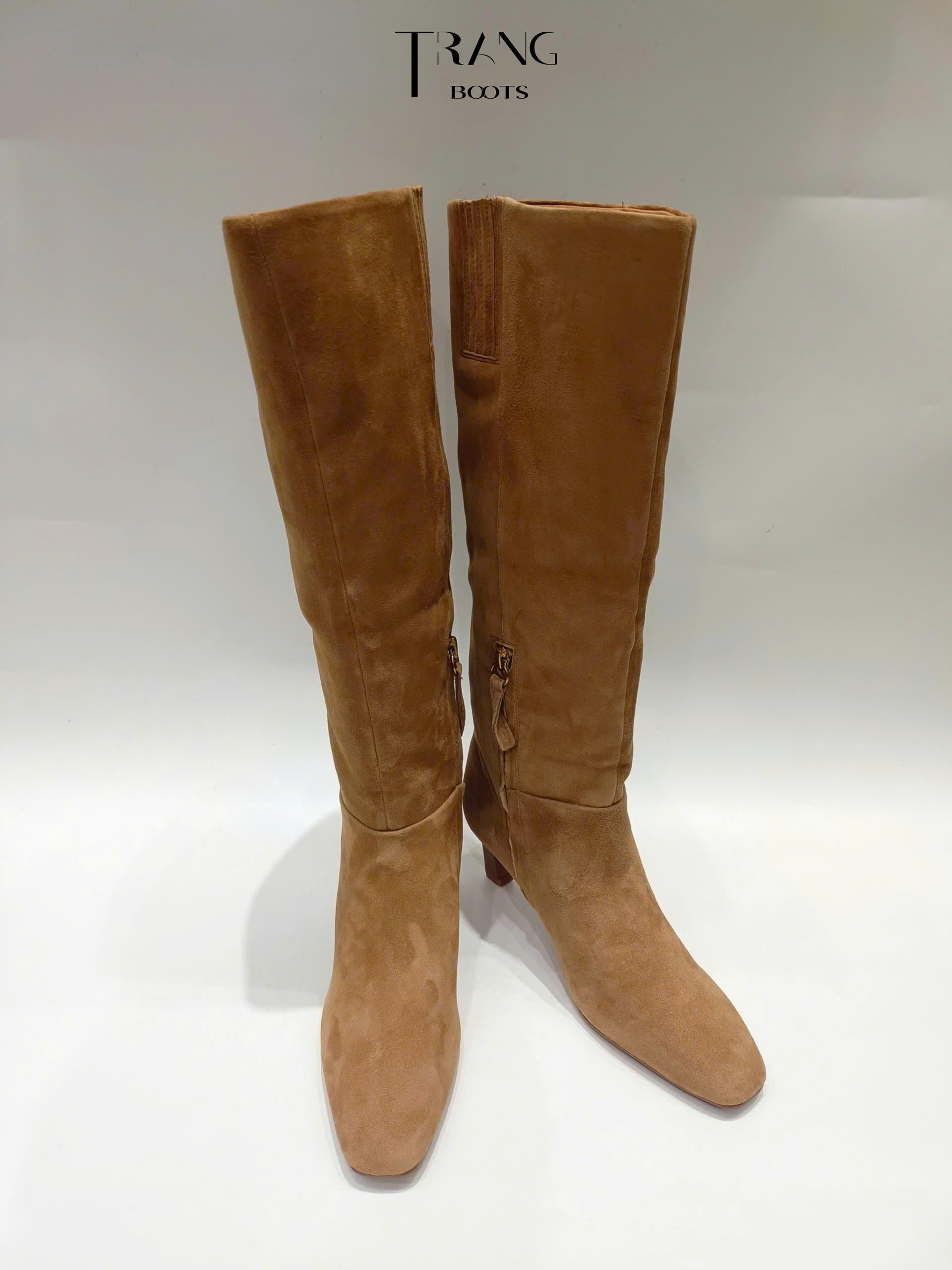 FRANCO SARCO TIMMY KNEE HIGH BOOTS - BROWN - BOOTS GỐI DA THẬT MŨI THON 6CM