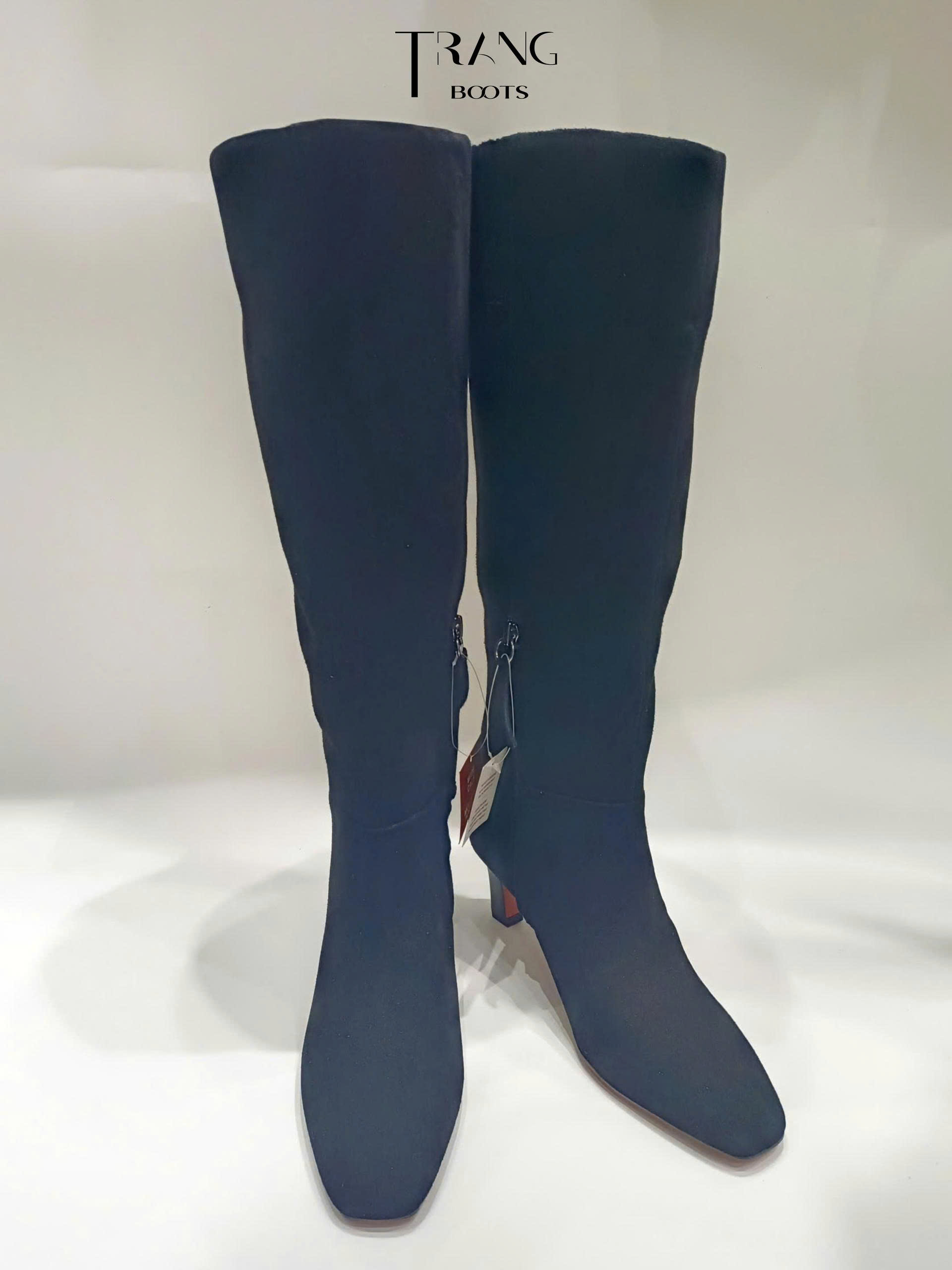 FRANCO SARCO TIMMY KNEE HIGH BOOTS - BLACK SUEDE - BOOTS GỐI DA THẬT MŨI THON 6CM
