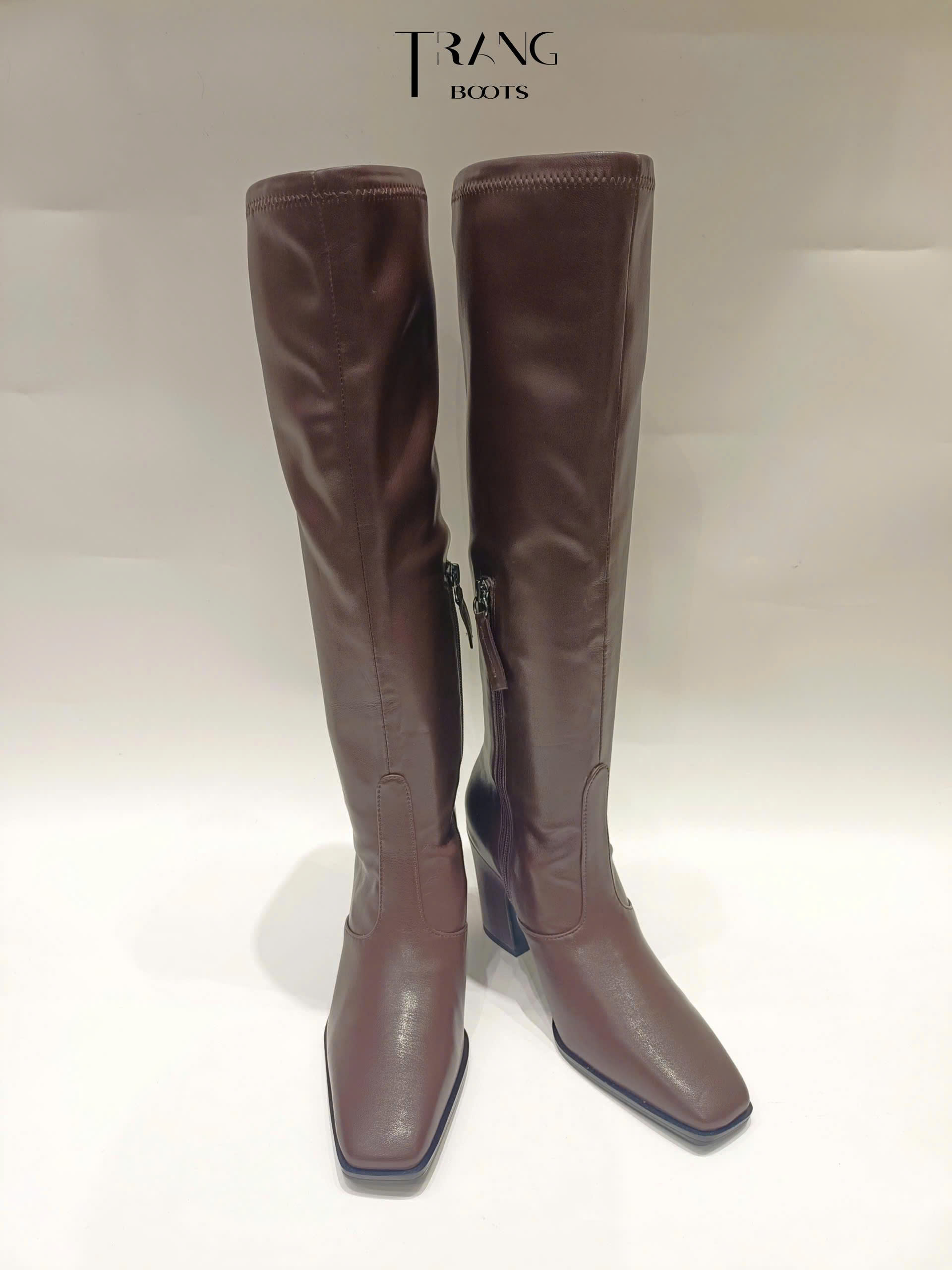 KNEE BOOTS FRANCO SARTO MŨI VUÔNG GÓT TRỤ 8CM