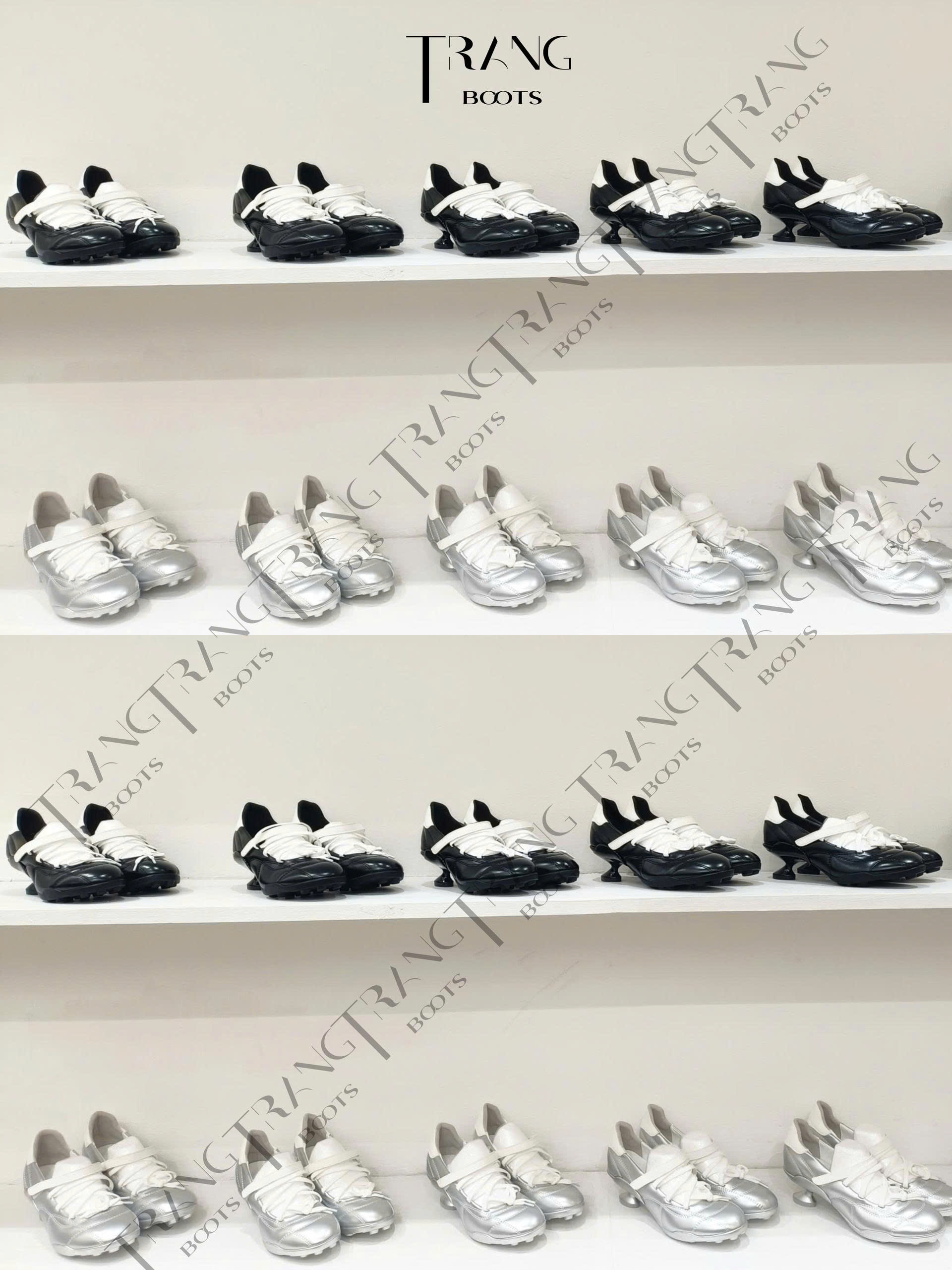 CARBON LINE - Élan Racing Muse Interstellar Series – Ballet bạc đính nơ, phong cách sporty chic, gót kitten heel thanh lịch, thiết kế độc đáo thời thượng.