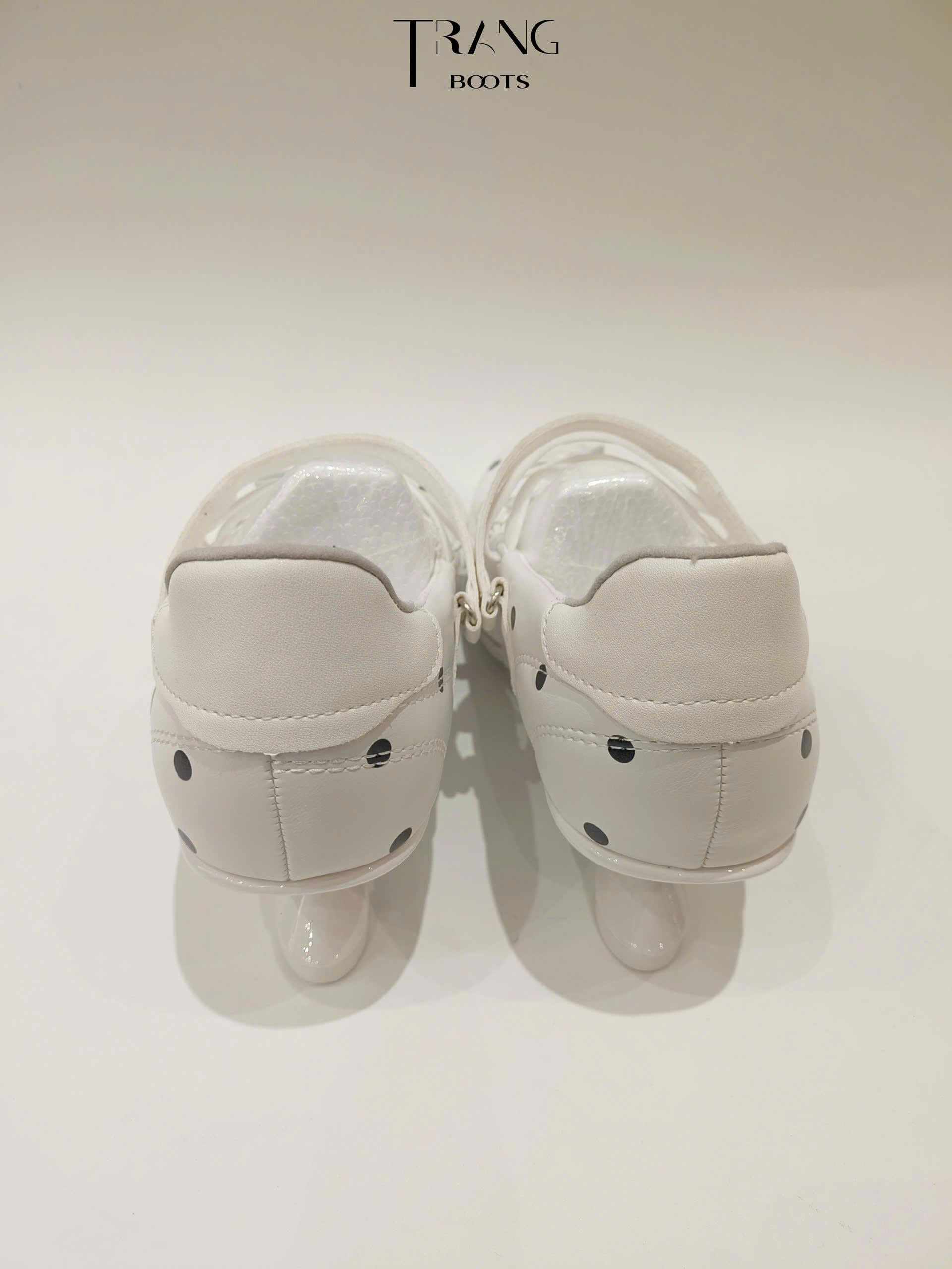 VELOCITY BOW - Élan Racing Muse Mary Jane chấm bi French chic – mũi tròn có quai, phong cách ballet trẻ trung, gót điêu khắc thời thượng.