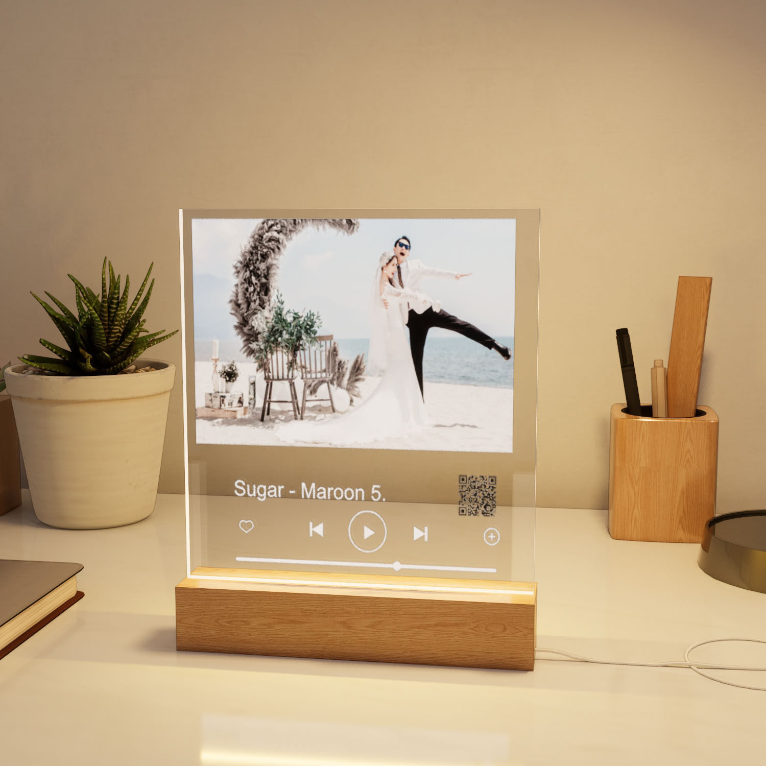 Đèn Led 3D Khắc Hình Theo Yêu Cầu -  Đèn Led 7 Màu, Đèn Ngủ Led 3d Đám Cưới 