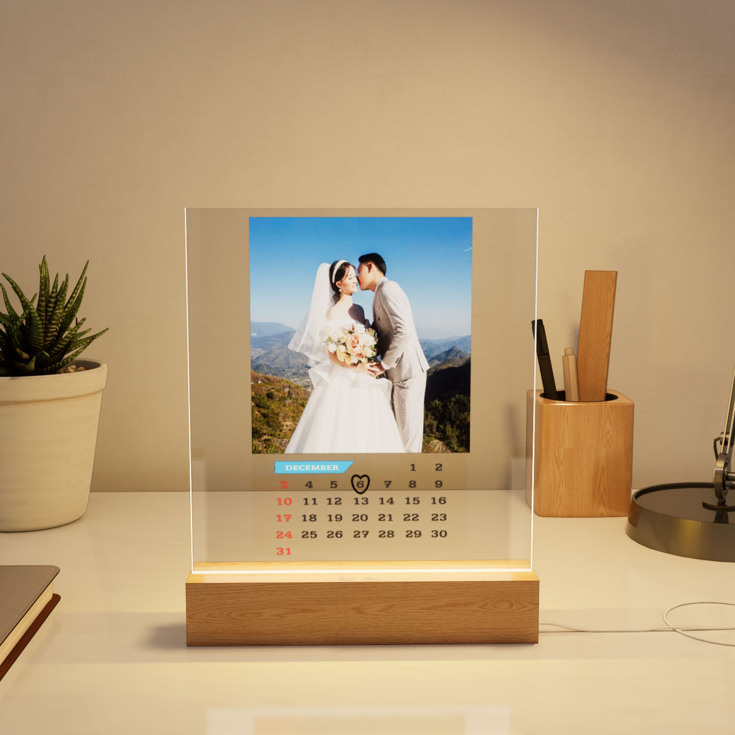 Đèn Led 3D Khắc Hình Theo Yêu Cầu -  Đèn Led 7 Màu, Đèn Ngủ Led 3d Đám Cưới 