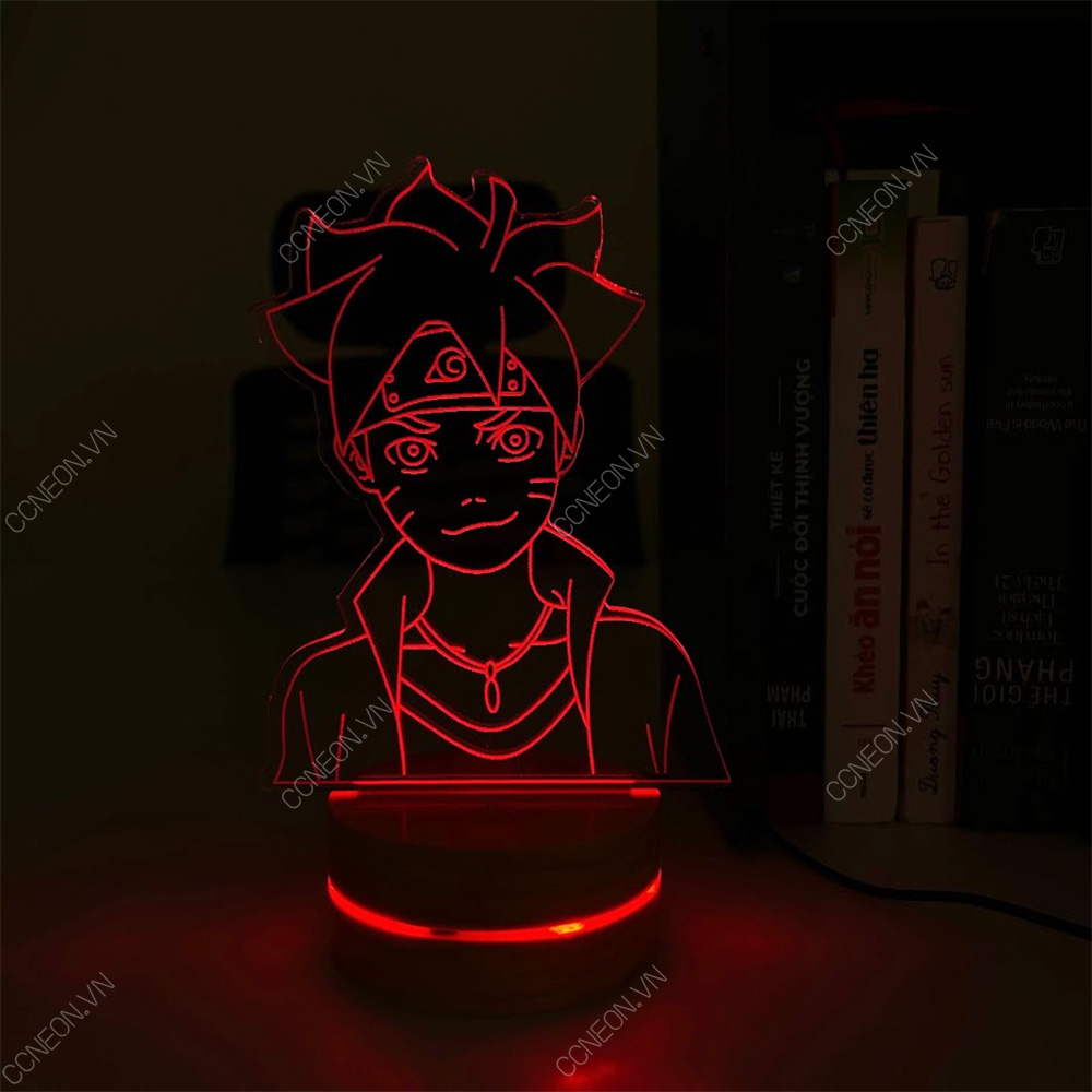 Đèn Led 3D Boruto - Naruto, Đèn Led 16 Màu Hình Nhân Vật Hoạt Hình, Đèn Ngủ Led 3d, Cảm Ứng , Điều Khiển Từ Xa 