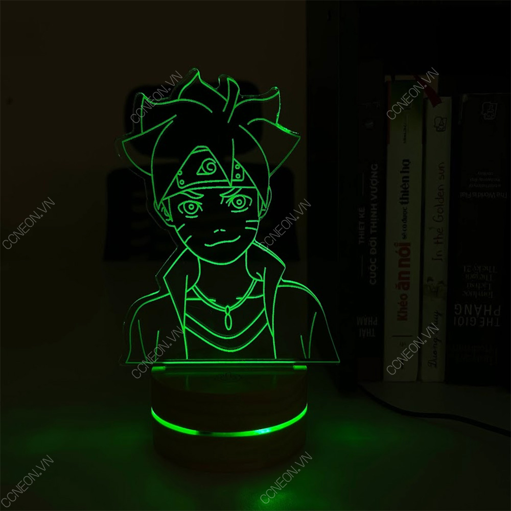 Đèn Led 3D Boruto - Naruto, Đèn Led 16 Màu Hình Nhân Vật Hoạt Hình, Đèn Ngủ Led 3d, Cảm Ứng , Điều Khiển Từ Xa 