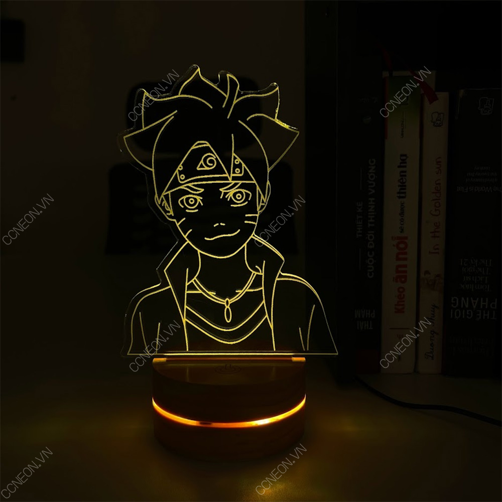 Đèn Led 3D Boruto - Naruto, Đèn Led 16 Màu Hình Nhân Vật Hoạt Hình, Đèn Ngủ Led 3d, Cảm Ứng , Điều Khiển Từ Xa 