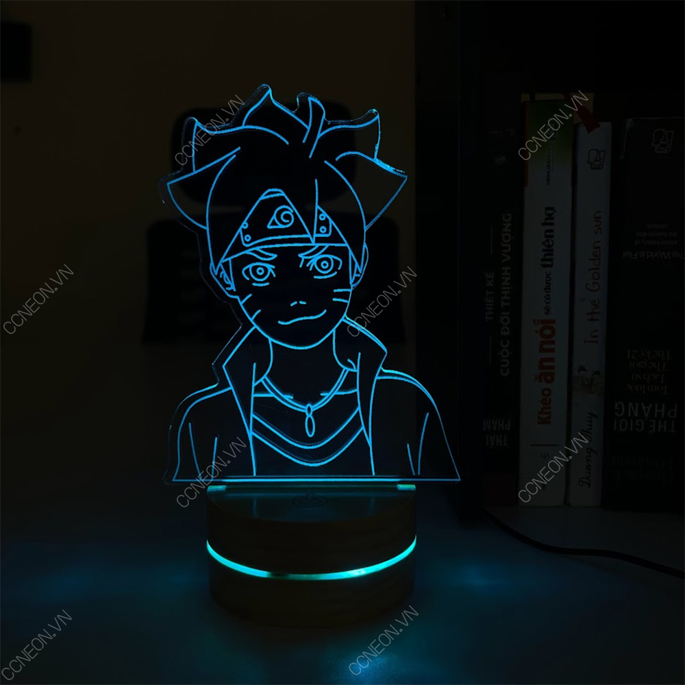 Đèn Led 3D Boruto - Naruto, Đèn Led 16 Màu Hình Nhân Vật Hoạt Hình, Đèn Ngủ Led 3d, Cảm Ứng , Điều Khiển Từ Xa 