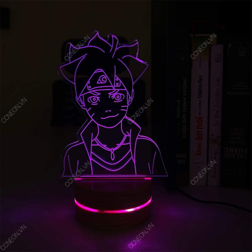 Đèn Led 3D Boruto - Naruto, Đèn Led 16 Màu Hình Nhân Vật Hoạt Hình, Đèn Ngủ Led 3d, Cảm Ứng , Điều Khiển Từ Xa 