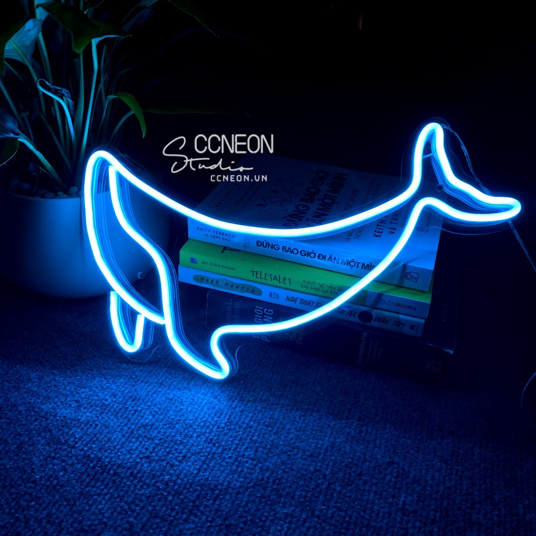 Đèn Trang Trí Phòng Led Neon Sign Theo Yêu Cầu - Đèn Led Neon Sign Cá Voi 