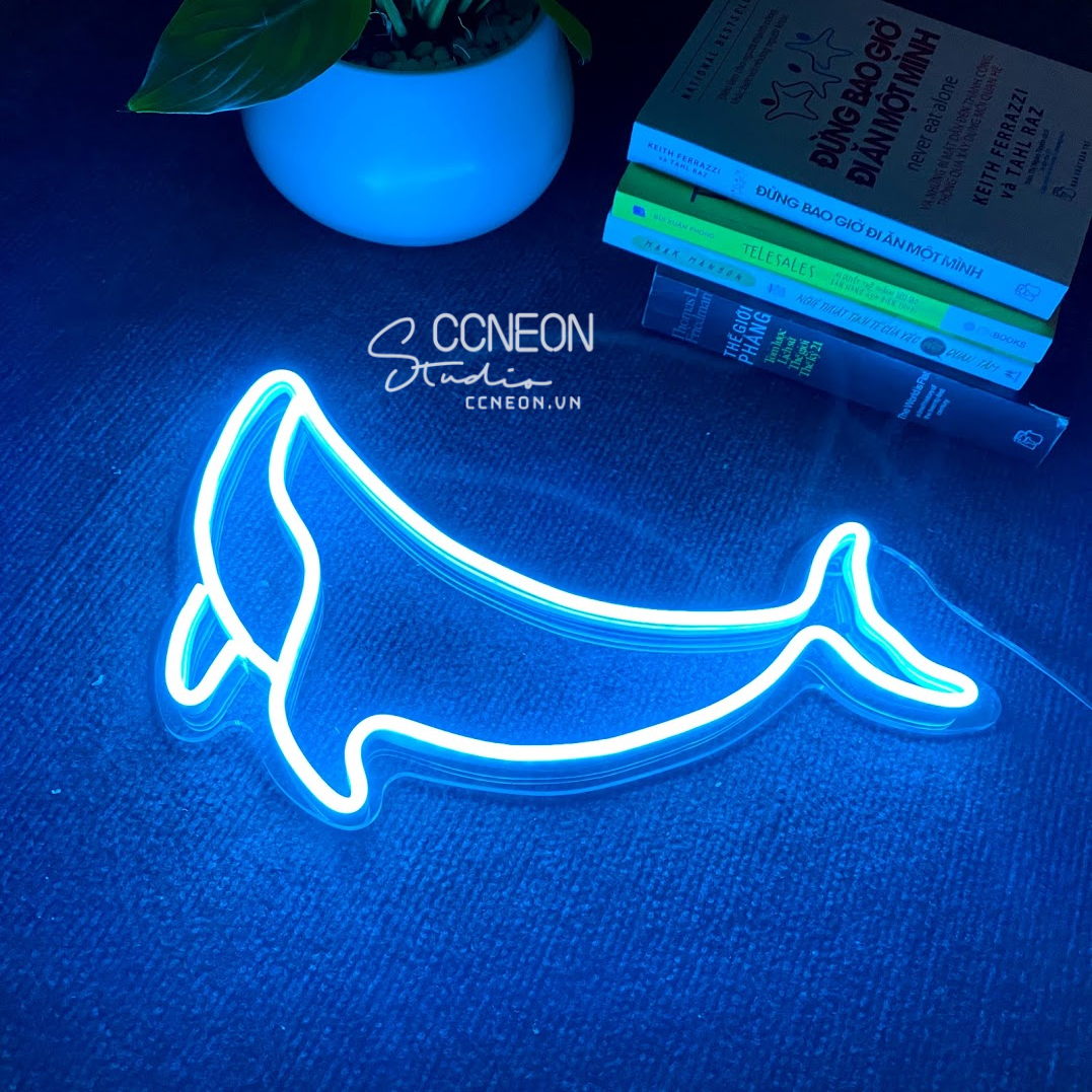 Đèn Trang Trí Phòng Led Neon Sign Theo Yêu Cầu - Đèn Led Neon Sign Cá Voi 
