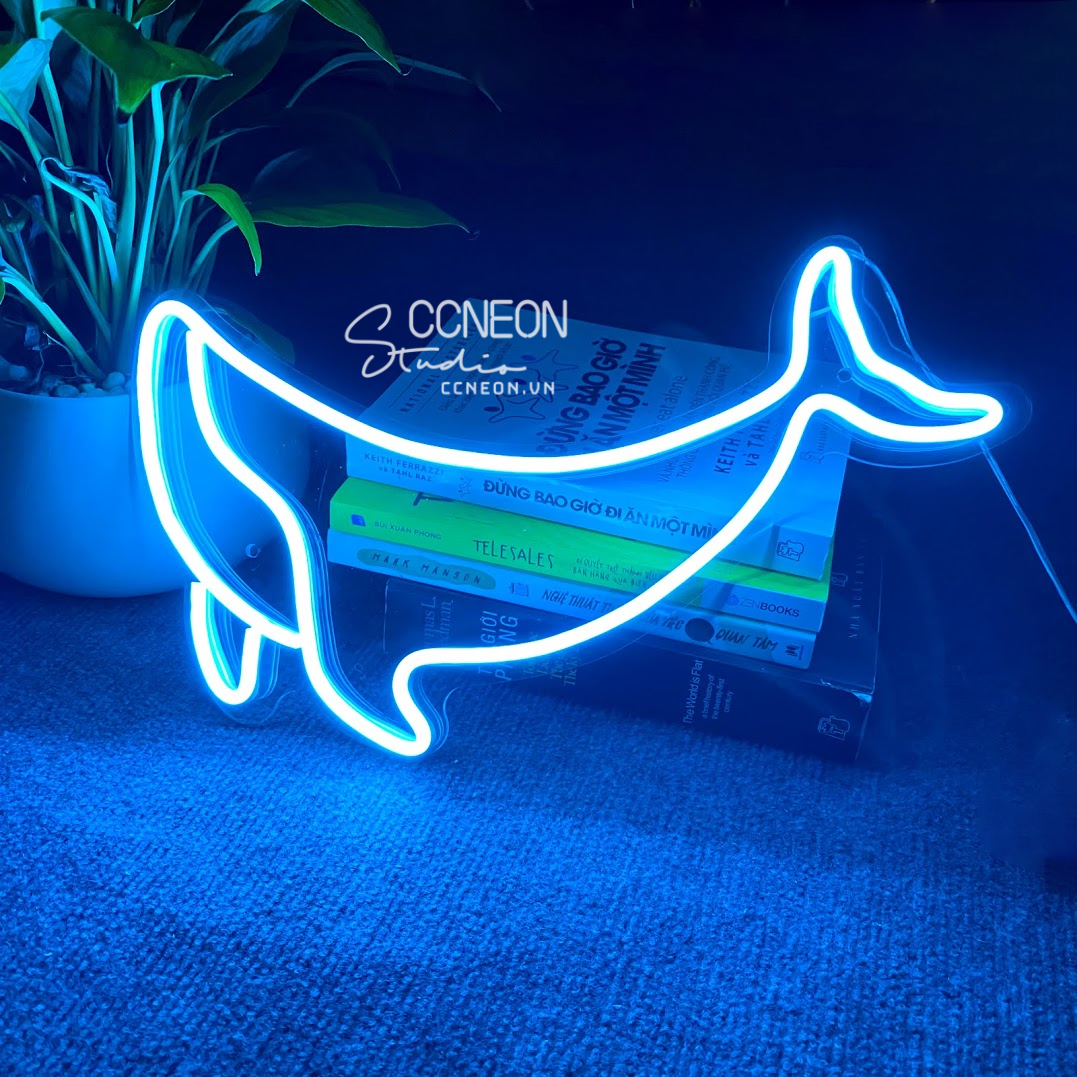 Đèn Trang Trí Phòng Led Neon Sign Theo Yêu Cầu - Đèn Led Neon Sign Cá Voi 