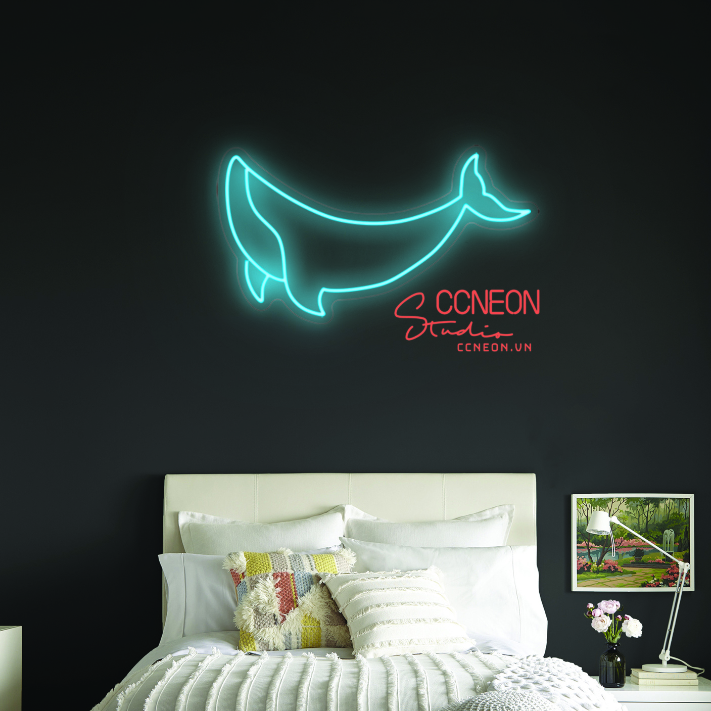 Đèn Trang Trí Led Neon Sign Hình Cá Voi 