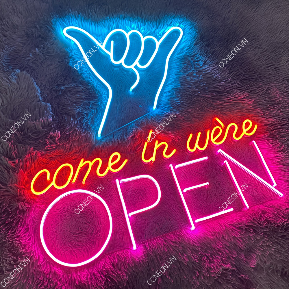 Đèn Trang Trí Led Neon Come In Were OPEN - Đèn Led Neon Cho Tiệm Cafe 