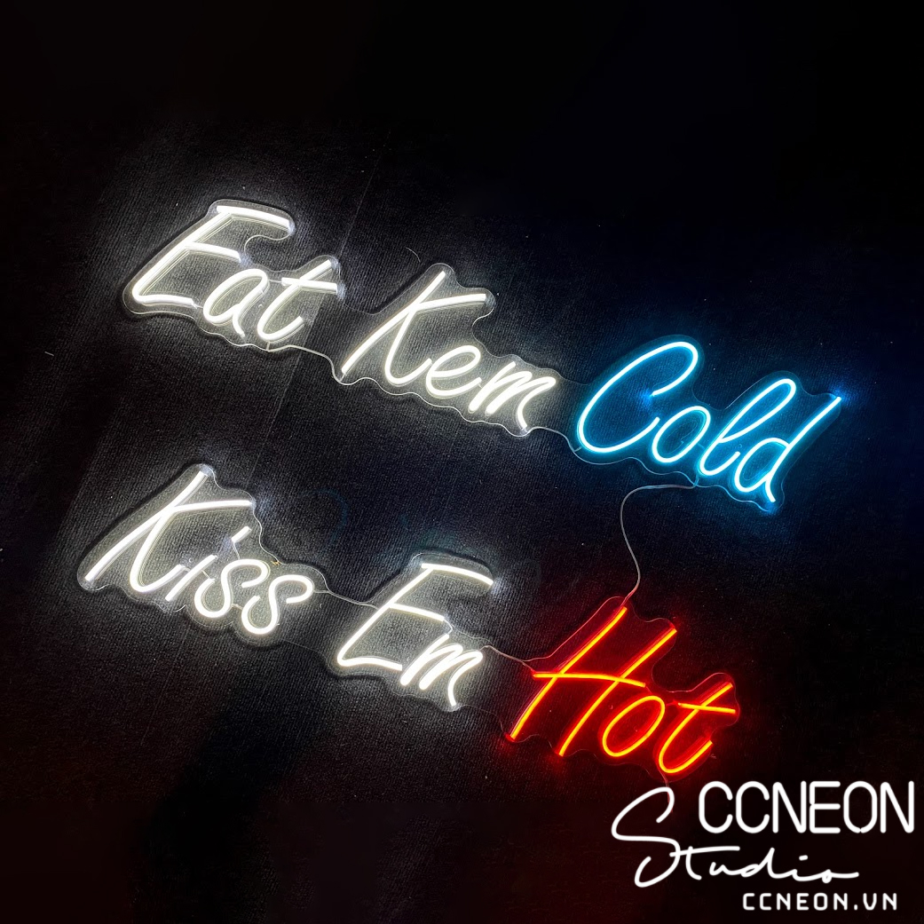 Đèn Trang Trí Led Neon Eat kem cold, kiss em hot 