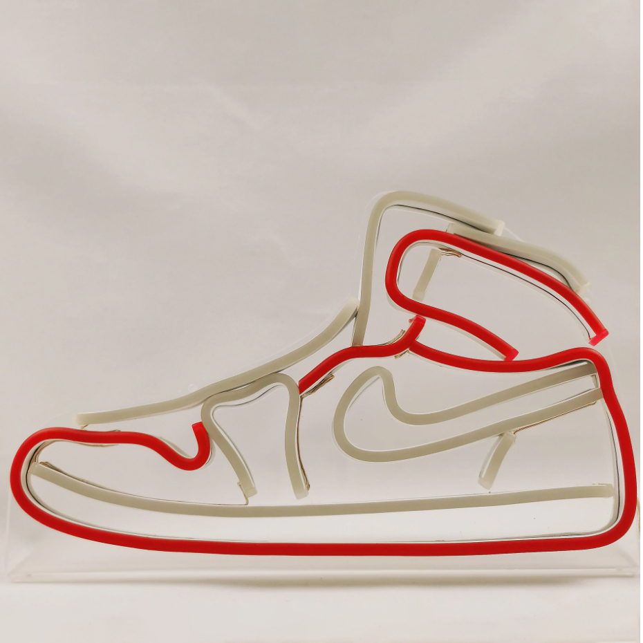 Đèn Trang Trí Led Neon Giày Sneaker Nike Jordan Màu Đỏ Trắng 