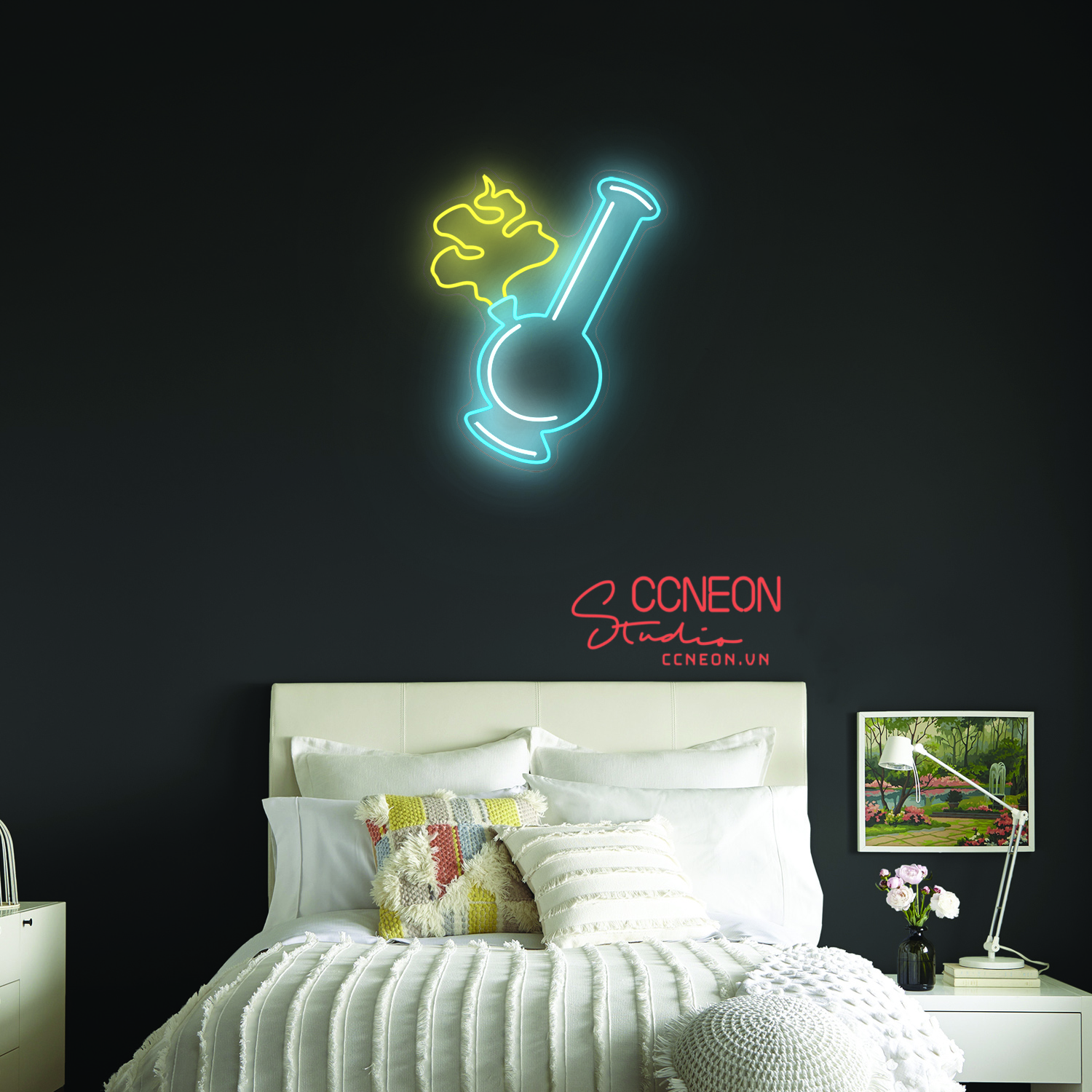 Đèn Trang Trí Led Neon Sign Hình Bình Hút Cần 
