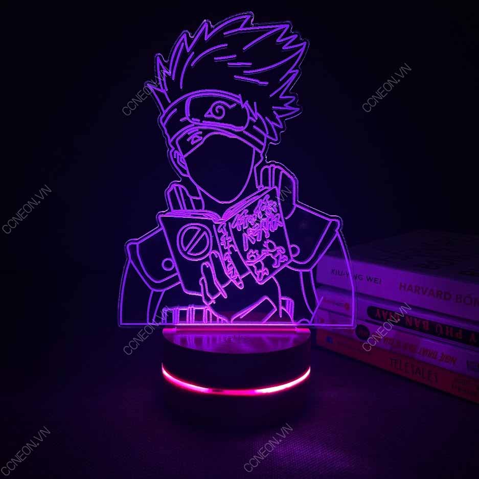Đèn Led 3D Kakashi - Naruto, Đèn Led 16 Màu Hình Nhân Vật Hoạt Hình, Đèn Ngủ Led 3d, Cảm Ứng , Điều Khiển Từ Xa 