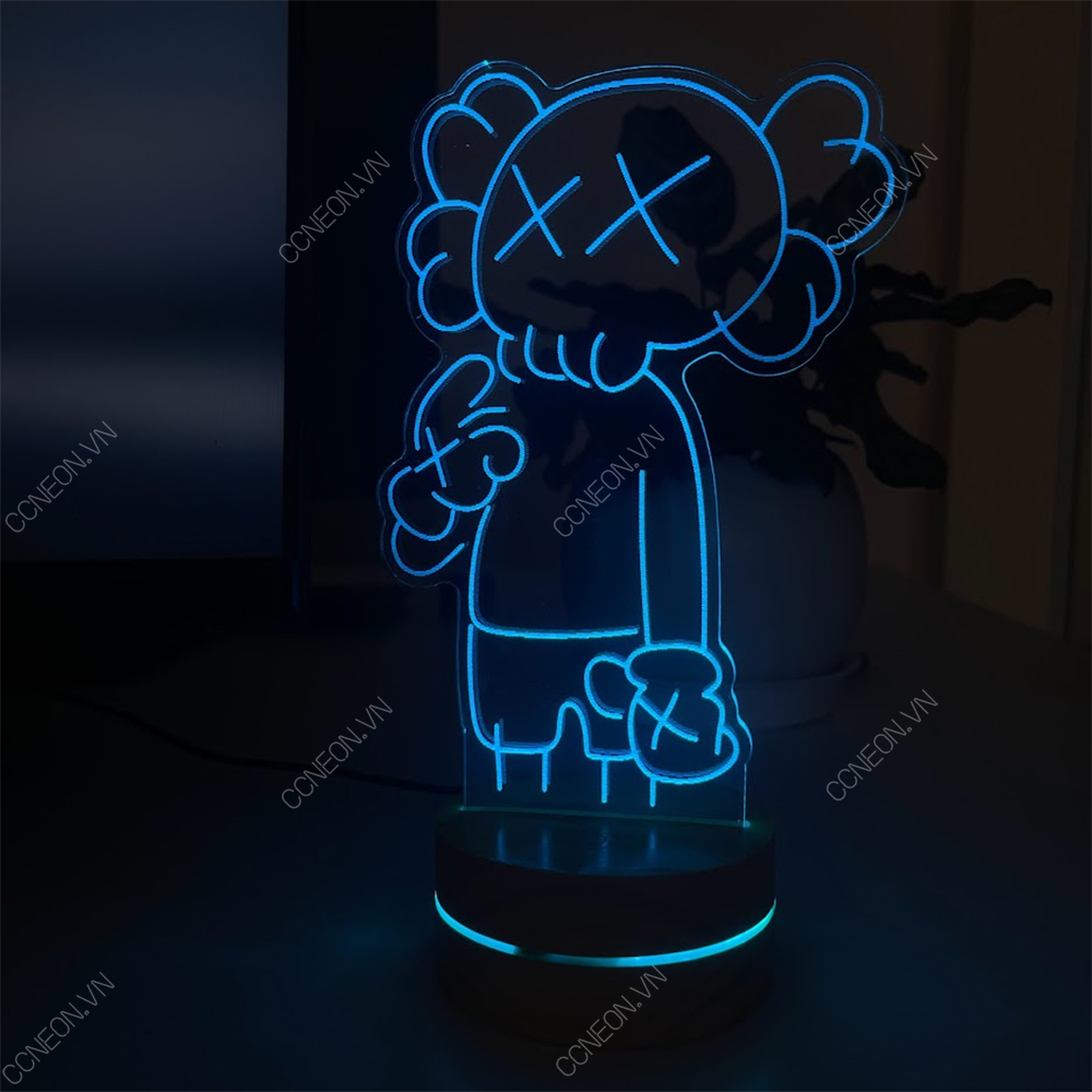 Đèn Led 3D Kaws Mẫu 2- Đèn Led 16 Màu Hình Nhân Vật Hoạt Hình, Đèn Ngủ Led 3d, Cảm Ứng , Điều Khiển Từ Xa 