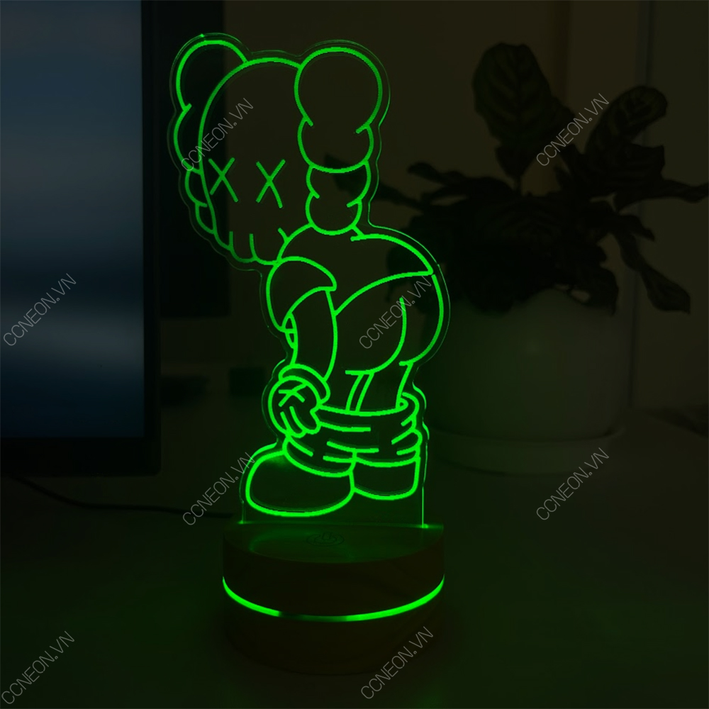 Đèn Led 3D Kaws Mẫu 3- Đèn Led 16 Màu Hình Nhân Vật Hoạt Hình, Đèn Ngủ Led 3d, Cảm Ứng , Điều Khiển Từ Xa 