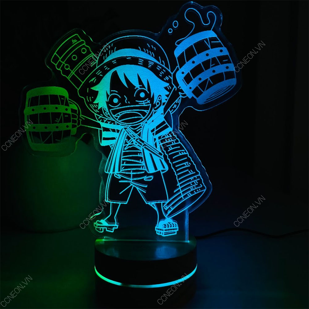 Đèn Led 3D Chibi Luffy - Onepiece - Led 16 Màu Hình Nhân Vật Hoạt Hình, Đèn Ngủ Led 3d, Cảm Ứng , Điều Khiển Từ Xa 
