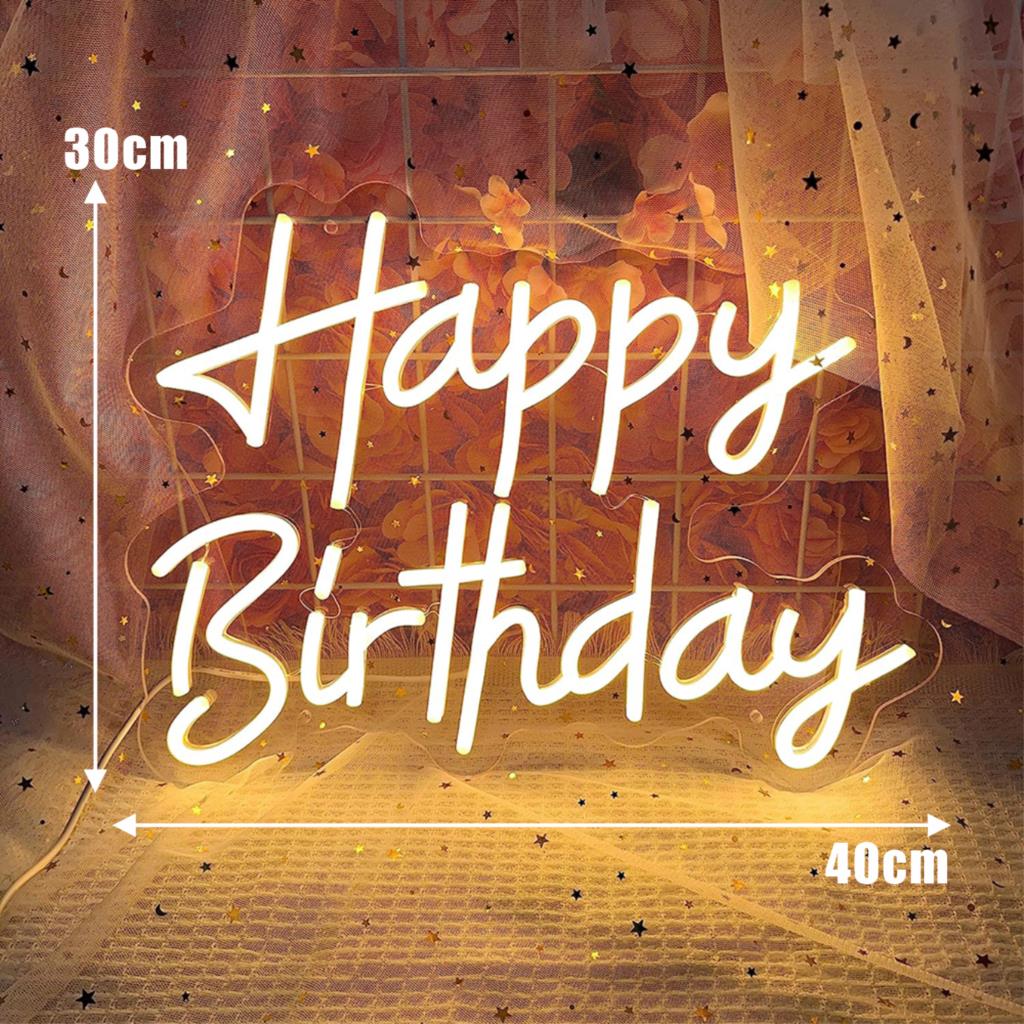 Đèn Trang Trí Led Neon Happy Birthday Neon Mẫu Kích Thước 30x40 cm 