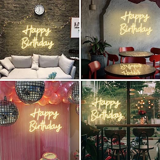 Đèn Trang Trí Led Neon Happy Birthday Neon Mẫu Kích Thước 30x40 cm 