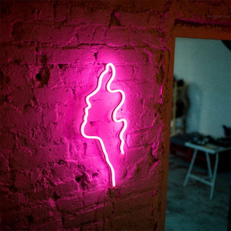 Đèn Trang Trí Led Neon Sign Hình Mặt Cô Gái 