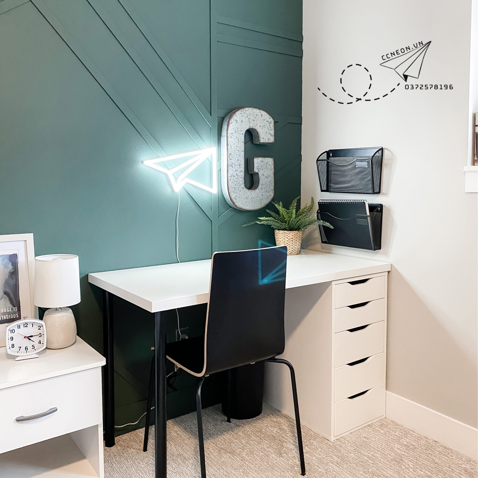 Đèn Led Neon Trang Trí Game Room Máy Bay Giấy 